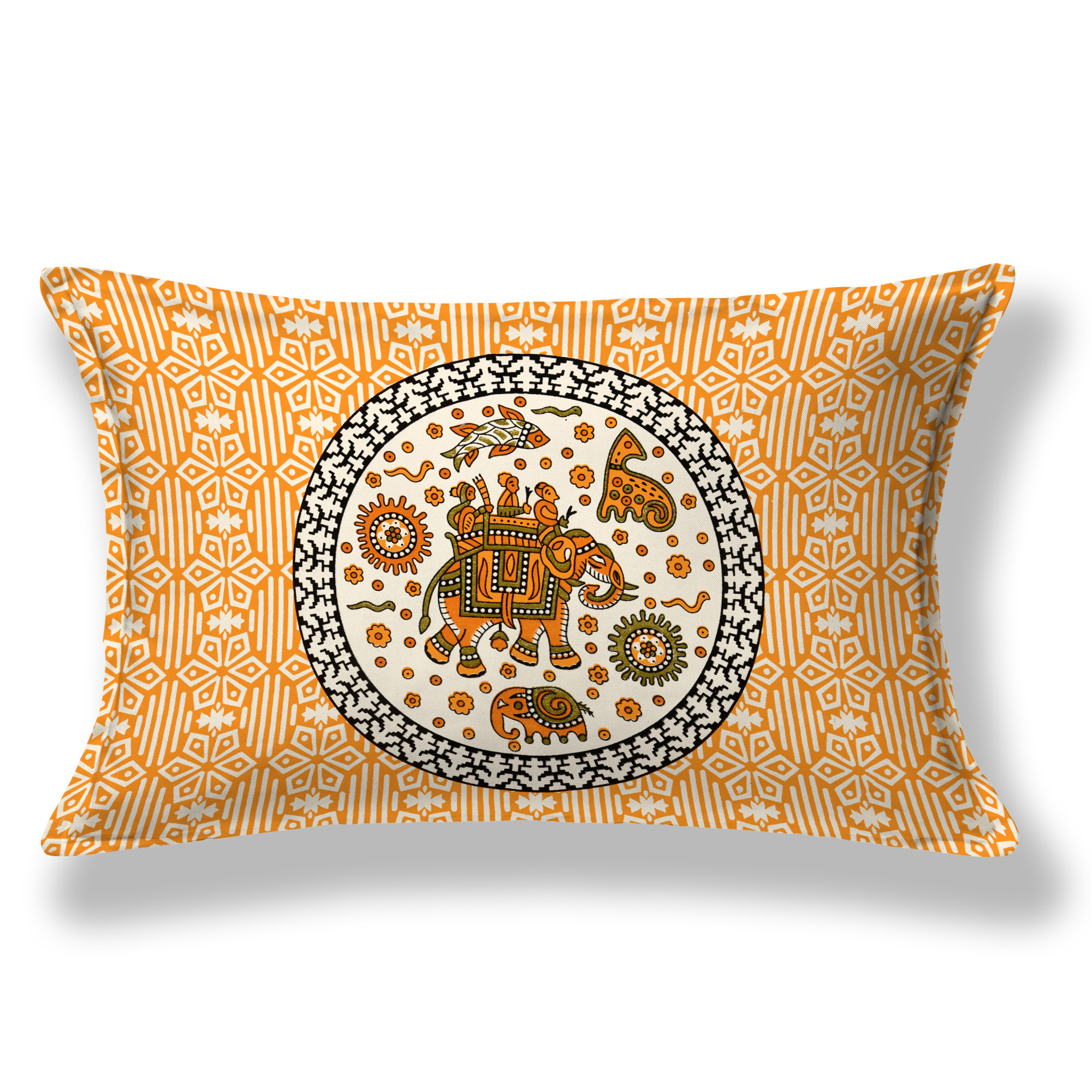 Yellow White Printed 210 TC Pure Cotton Single Bedsheet with 1 Pillow Cover