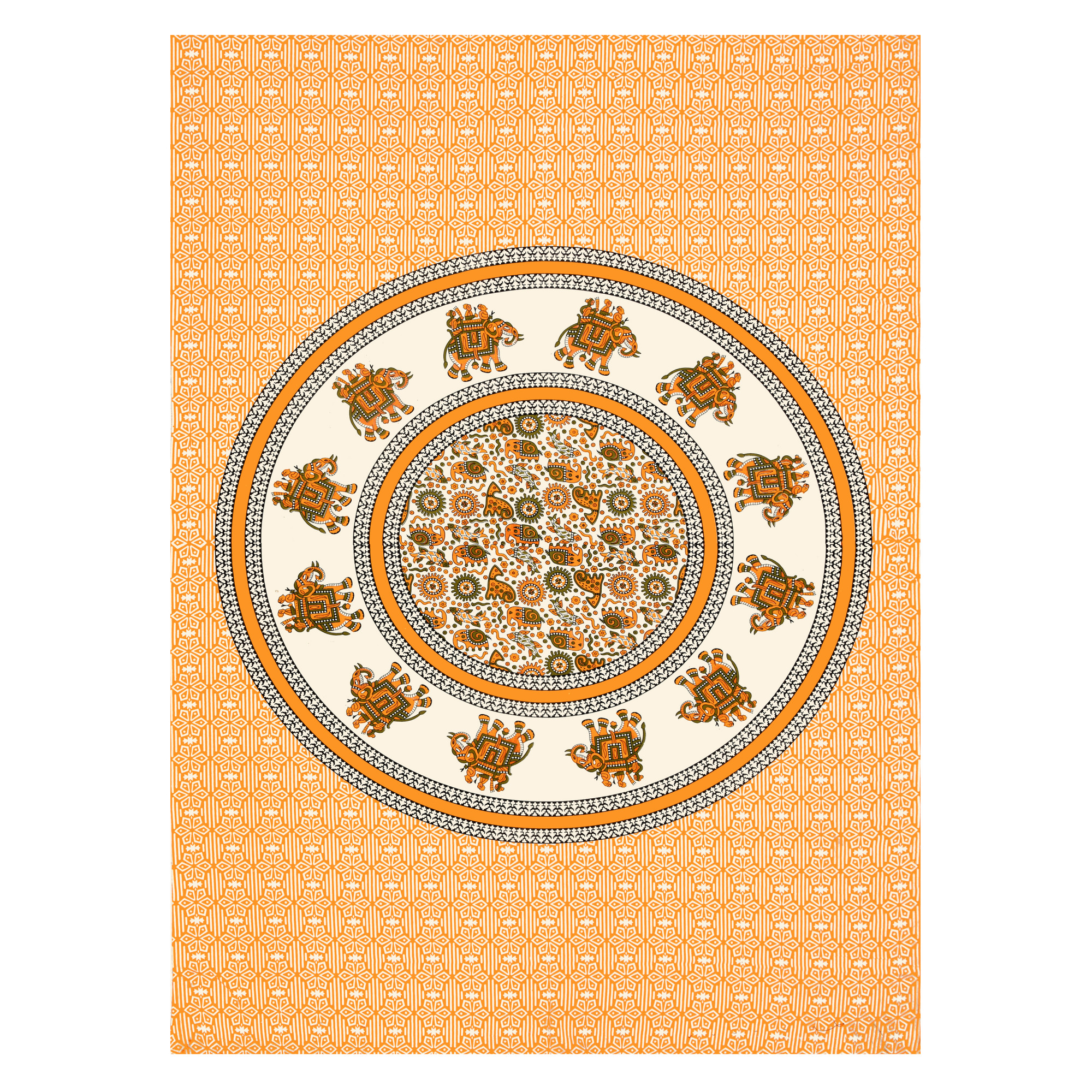 Yellow White Printed 210 TC Pure Cotton Single Bedsheet with 1 Pillow Cover