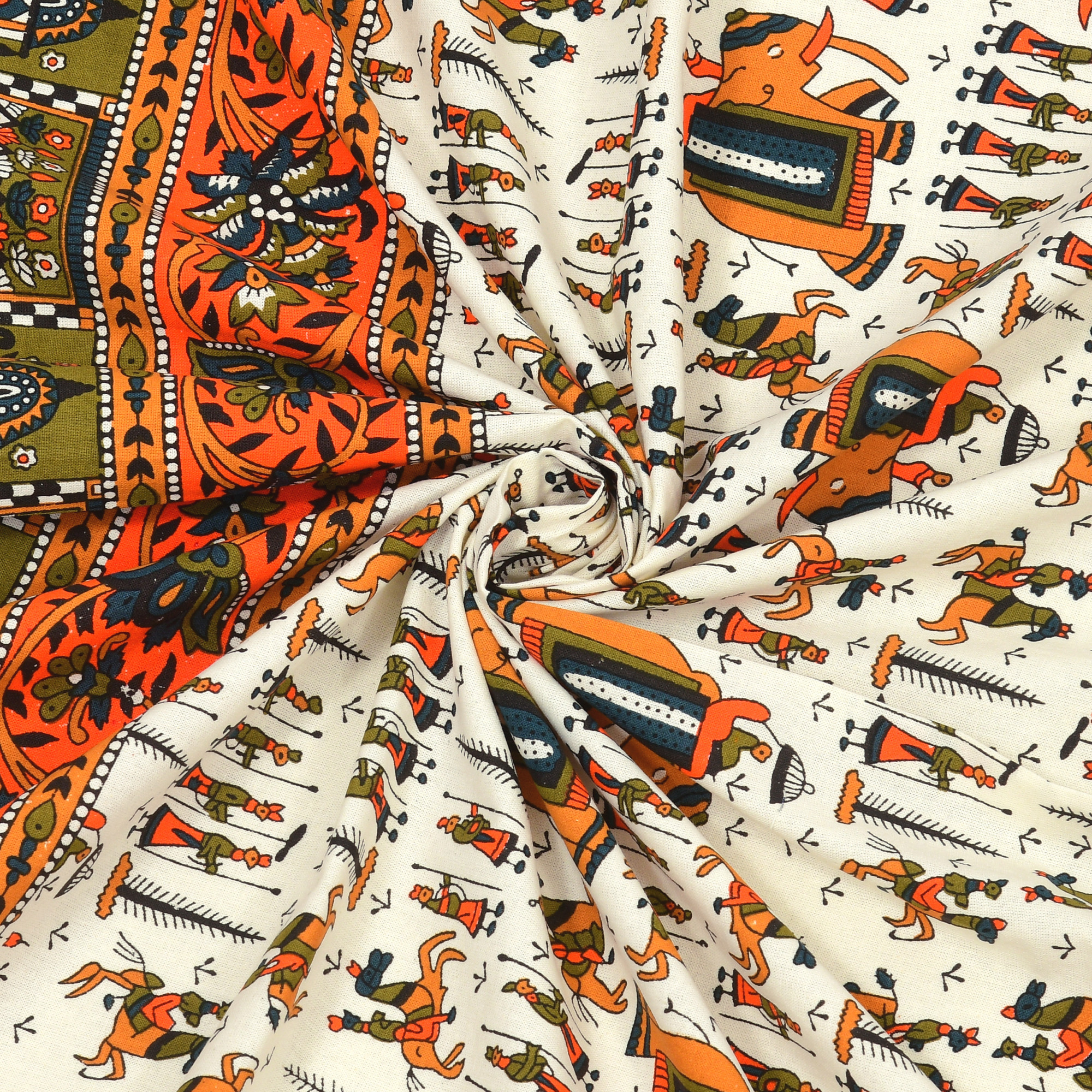 Green Rajasthani Traditional 210 TC Pure Cotton Single Bedsheet with 1 Pillow Cover