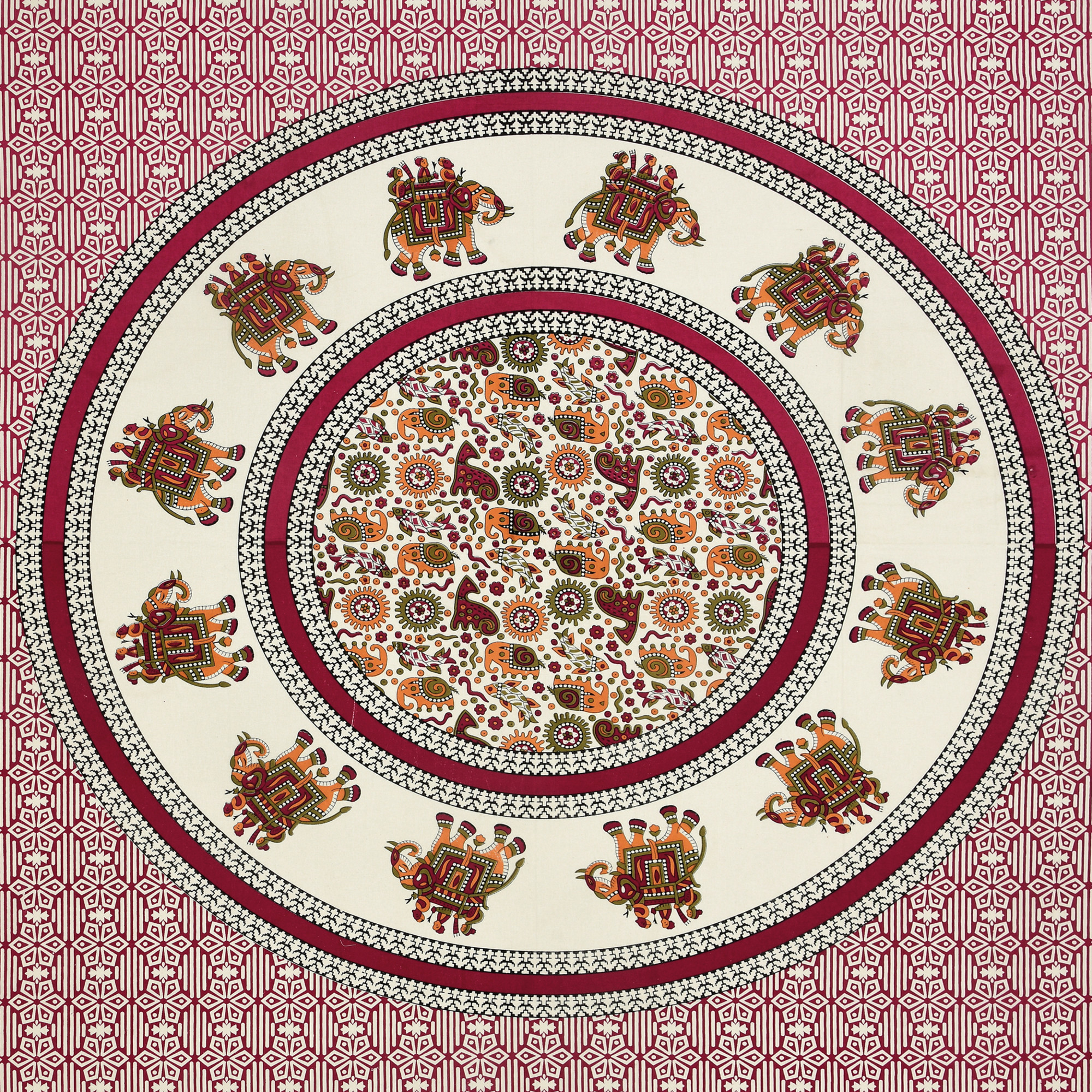 Maroon White Printed 210 TC Pure Cotton Single Bedsheet with 1 Pillow Cover