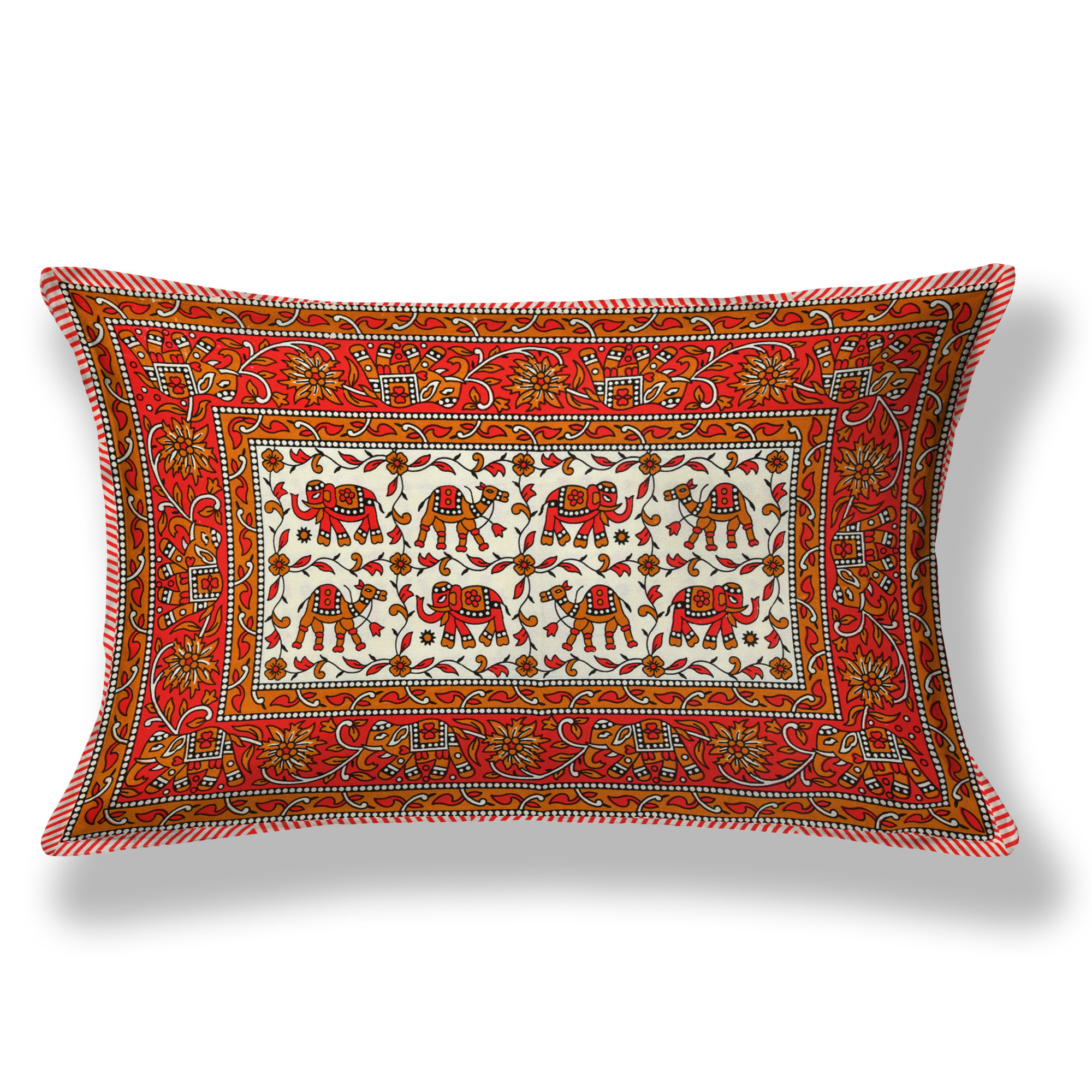 Camel Elephant Printed 210 TC Pure Cotton Single Bedsheet with 1 Pillow Cover