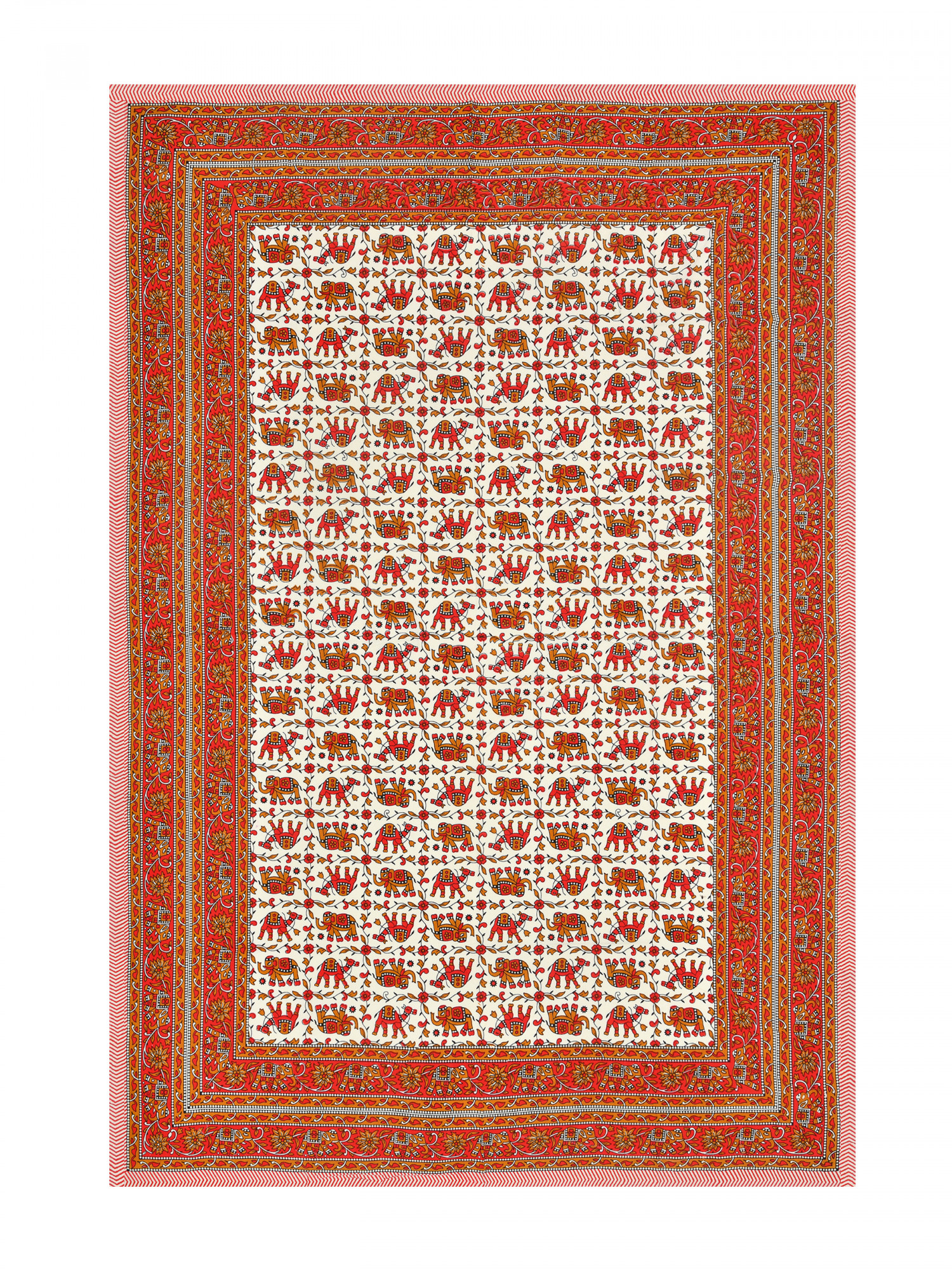 Camel Elephant Printed 210 TC Pure Cotton Single Bedsheet with 1 Pillow Cover