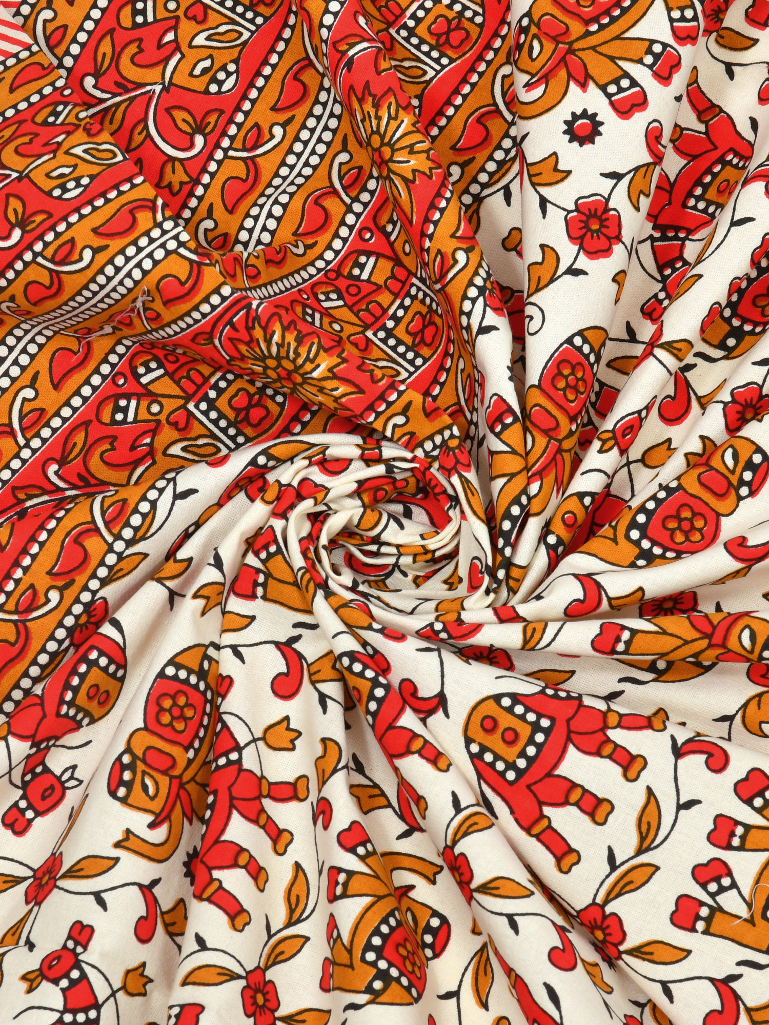 Camel Elephant Printed 210 TC Pure Cotton Single Bedsheet with 1 Pillow Cover