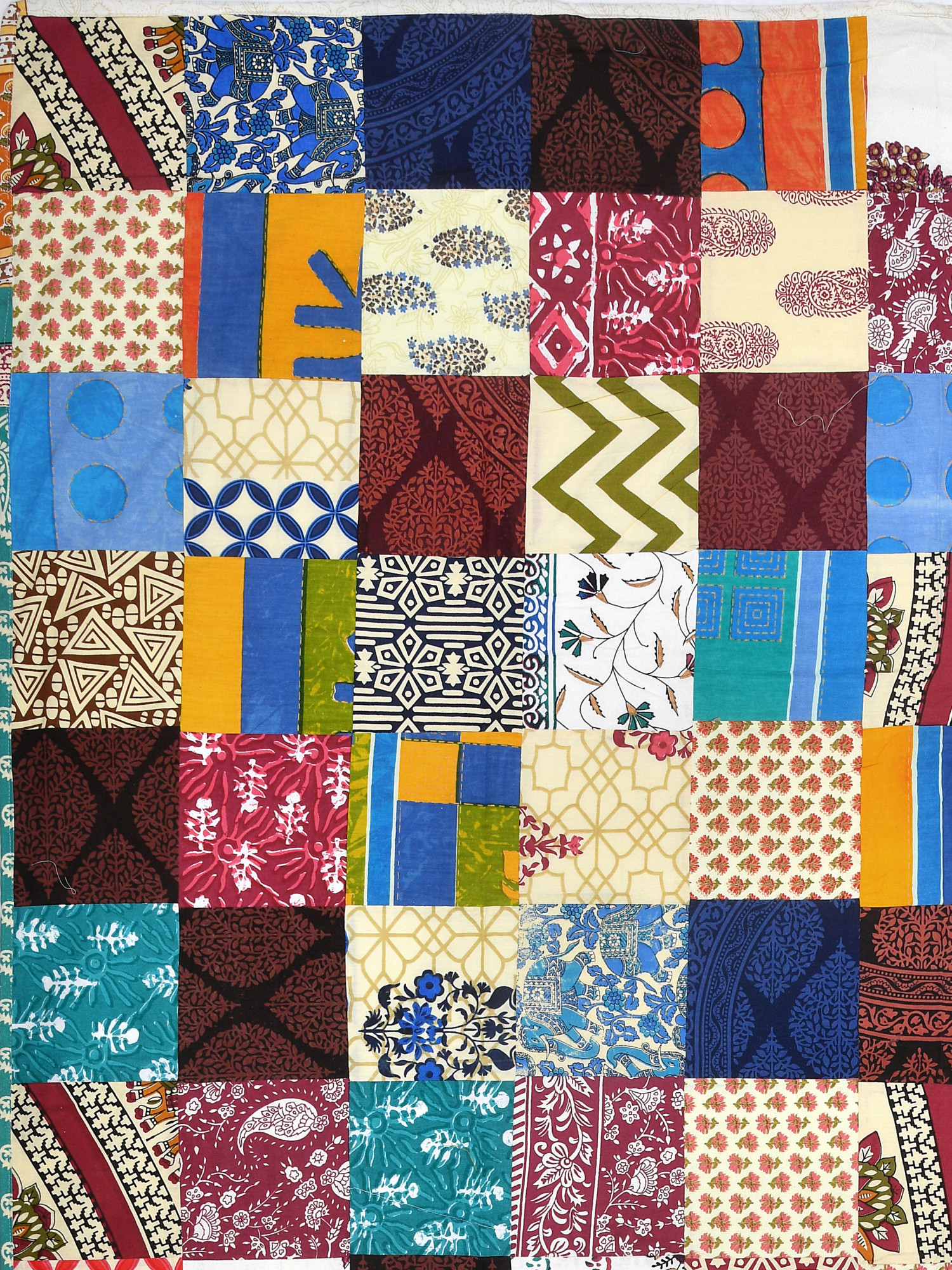 Satrangi Patchwork 210 Pure Cotton Single Bedsheet with 1 Pillow Cover