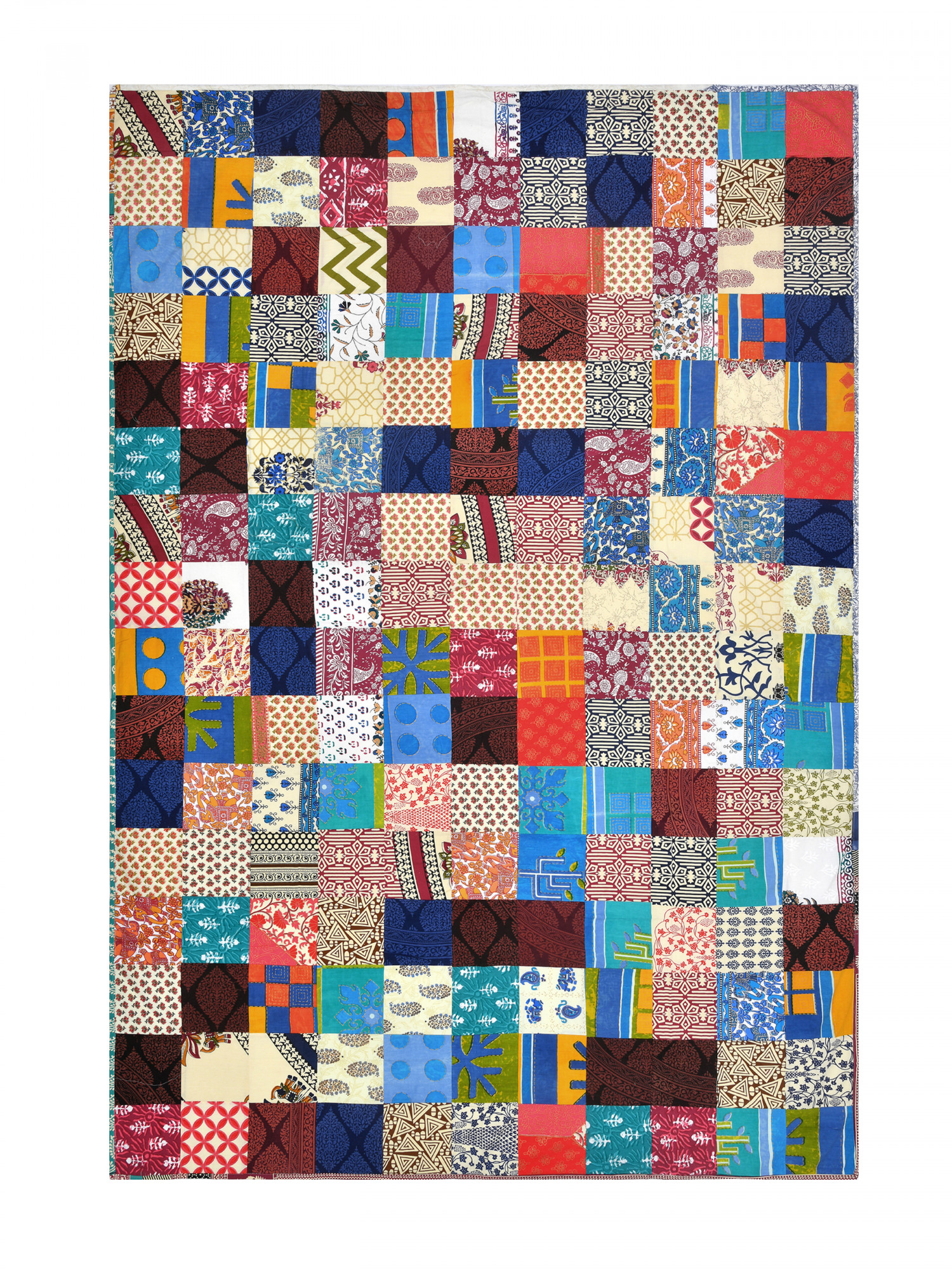 Satrangi Patchwork 210 Pure Cotton Single Bedsheet with 1 Pillow Cover