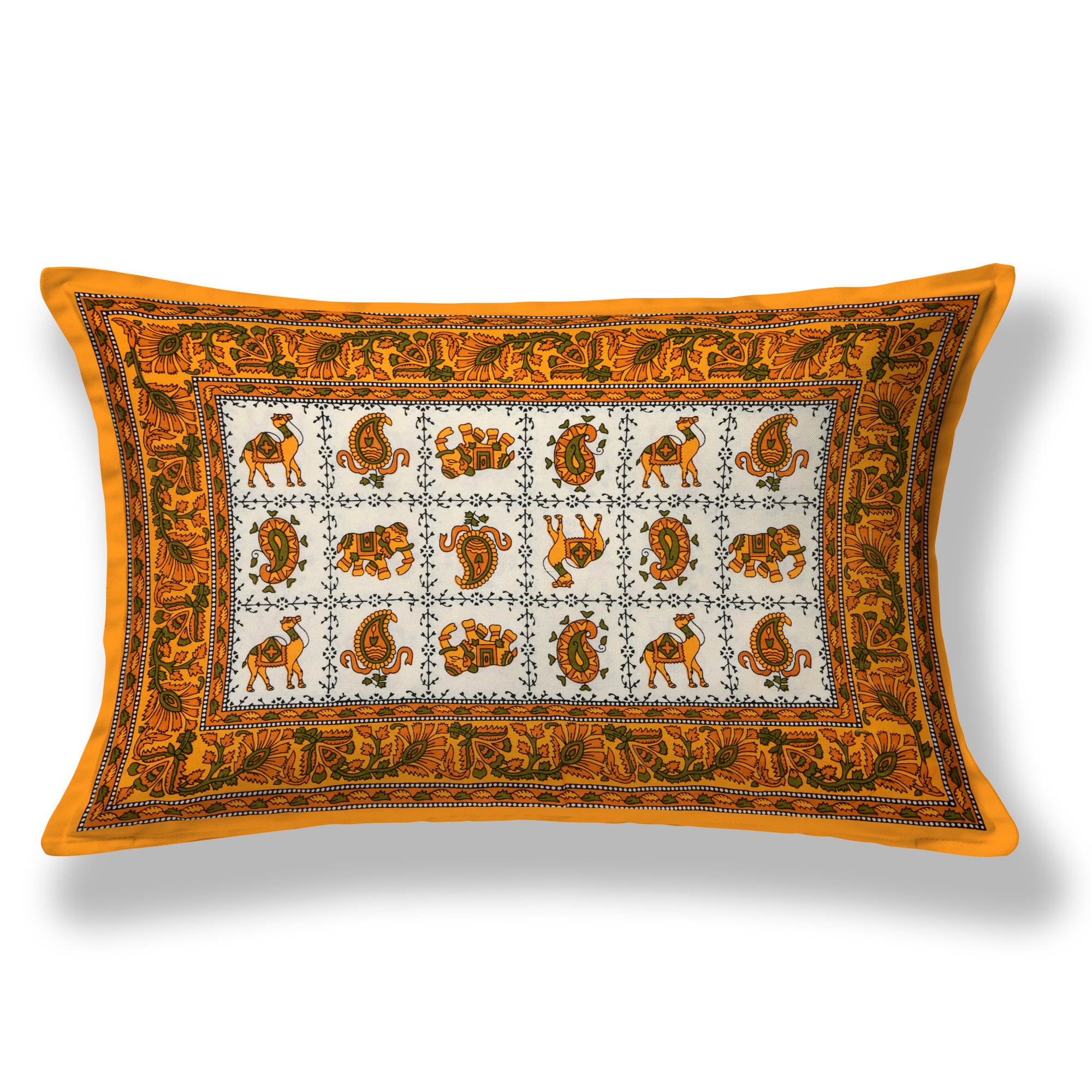 Pink Green Floral 210 TC Pure Cotton Single Bedsheet with 1 Pillow Cover