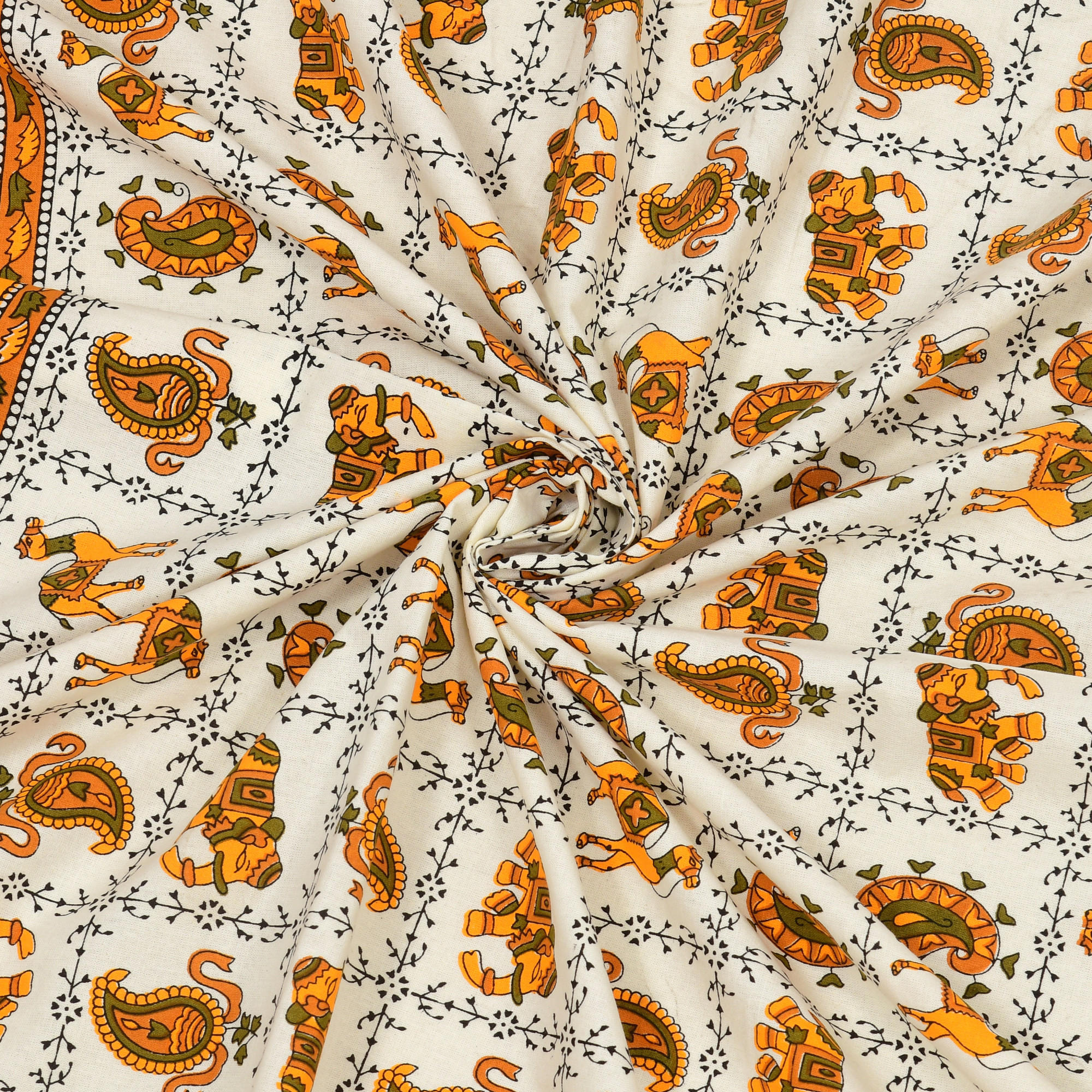 Pink Green Floral 210 TC Pure Cotton Single Bedsheet with 1 Pillow Cover