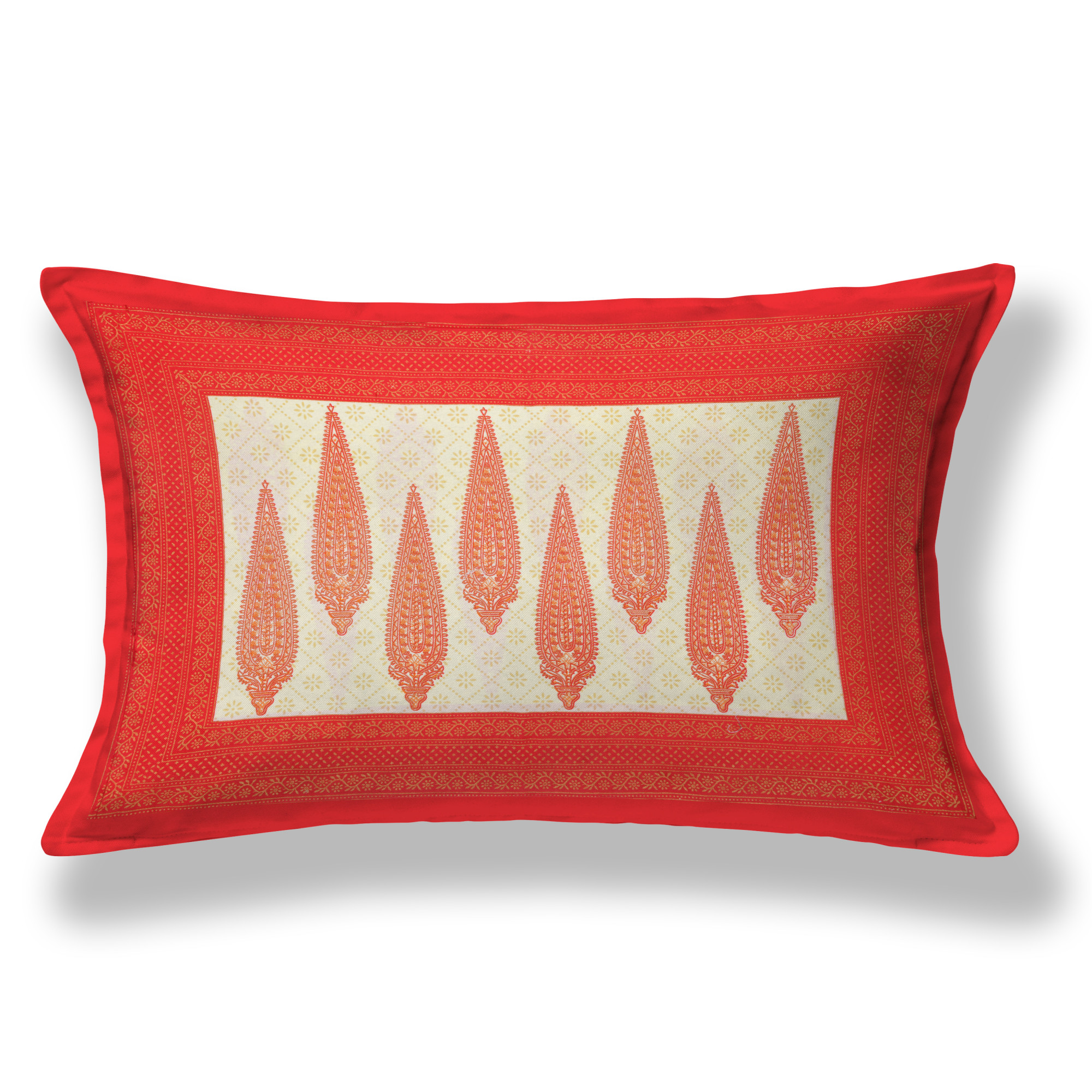 Pink Paisley Gold Work 210 TC Pure Cotton Single Bedsheet with 1 Pillow Cover