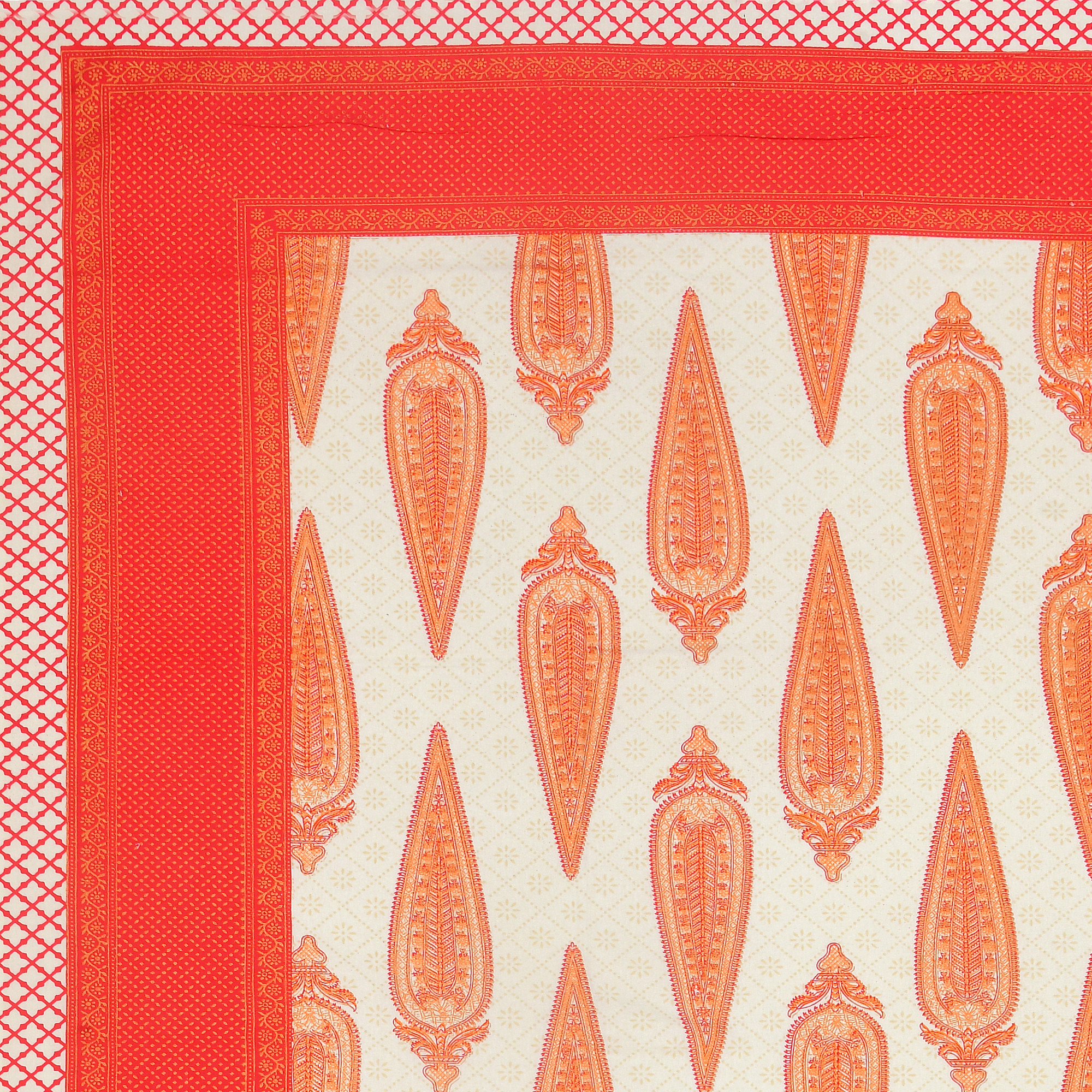 Pink Paisley Gold Work 210 TC Pure Cotton Single Bedsheet with 1 Pillow Cover