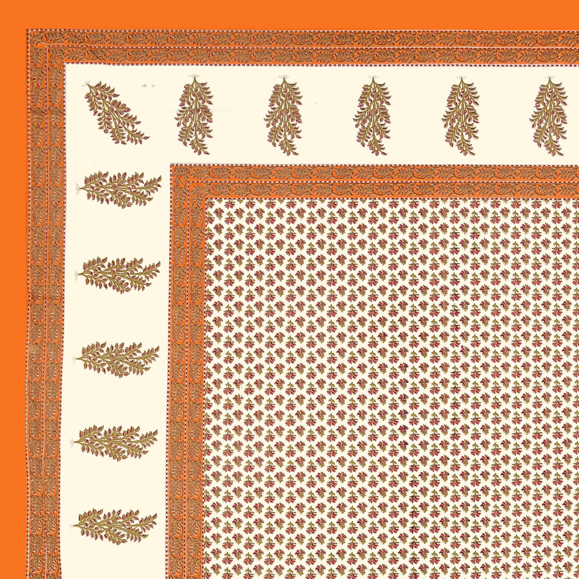 Green Floral with golden Print 210 TC Pure Cotton Single Bedsheet with 1 Pillow Cover