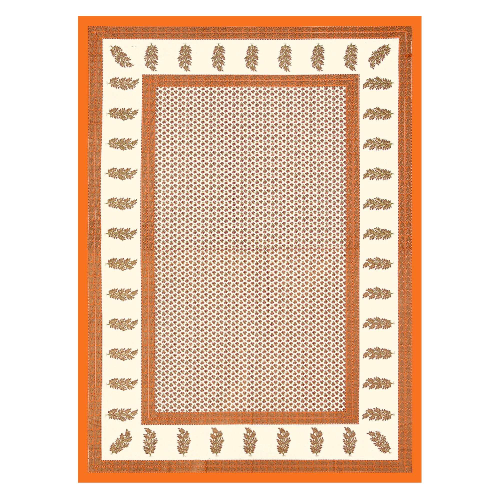 Green Floral with golden Print 210 TC Pure Cotton Single Bedsheet with 1 Pillow Cover