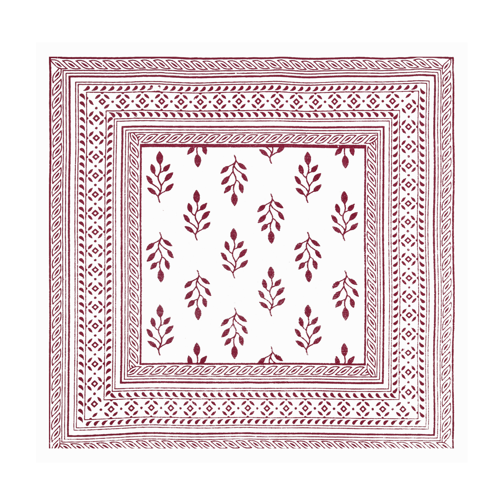 Maroon Buta 100 Cotton Hand Block Printed Table Cover With 6 Napkins for 6 Seater Dining Table 6 Napkins 1 Table Cover