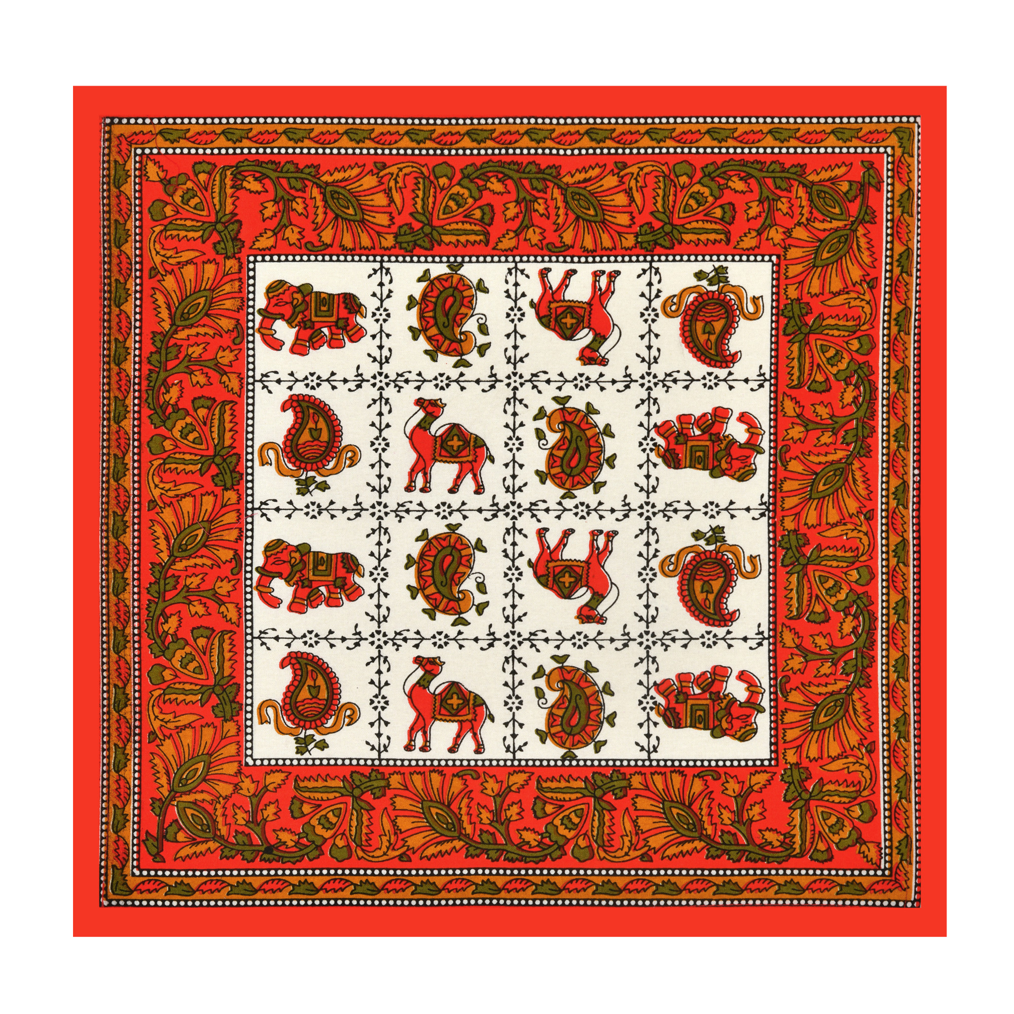 Ethnic Motifs 100 Cotton Hand Block Printed Table Cover With 6 Napkins for 6 Seater Dining Table 6 Napkins 1 Table Cover