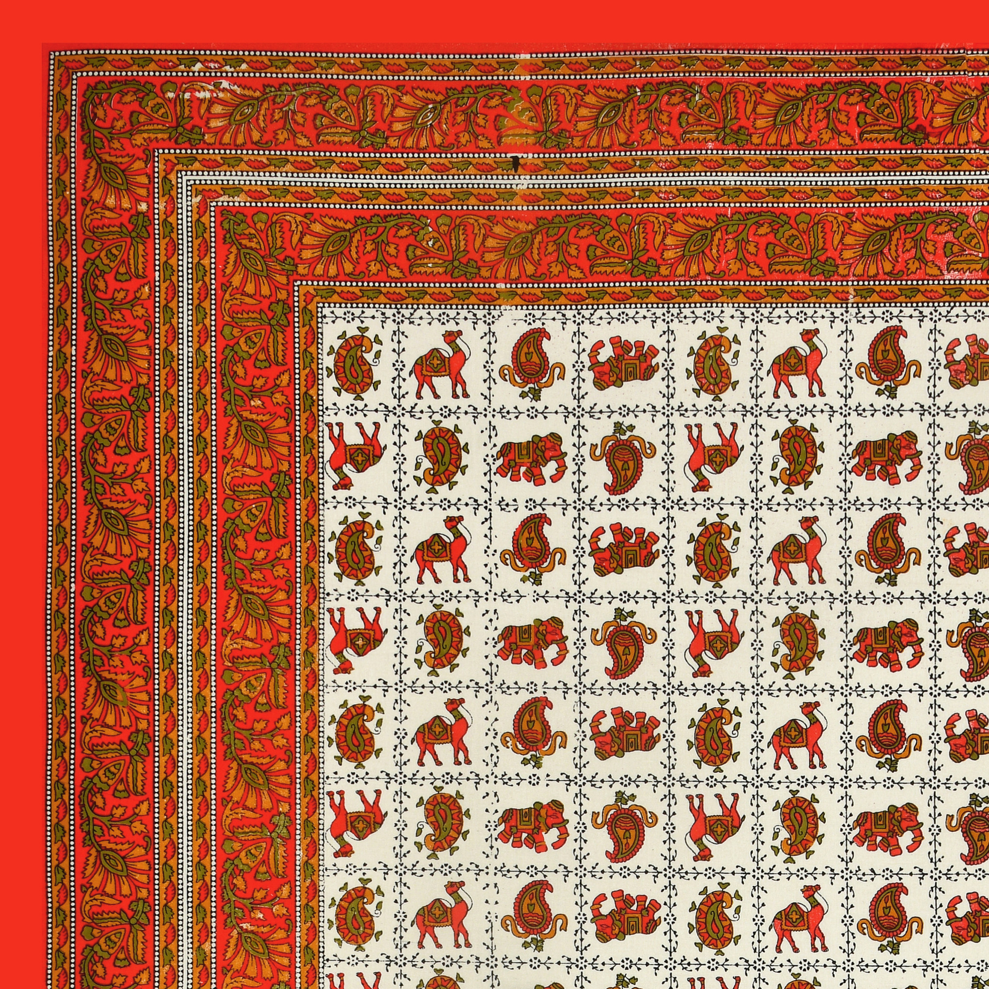 Ethnic Motifs 100 Cotton Hand Block Printed Table Cover With 6 Napkins for 6 Seater Dining Table 6 Napkins 1 Table Cover