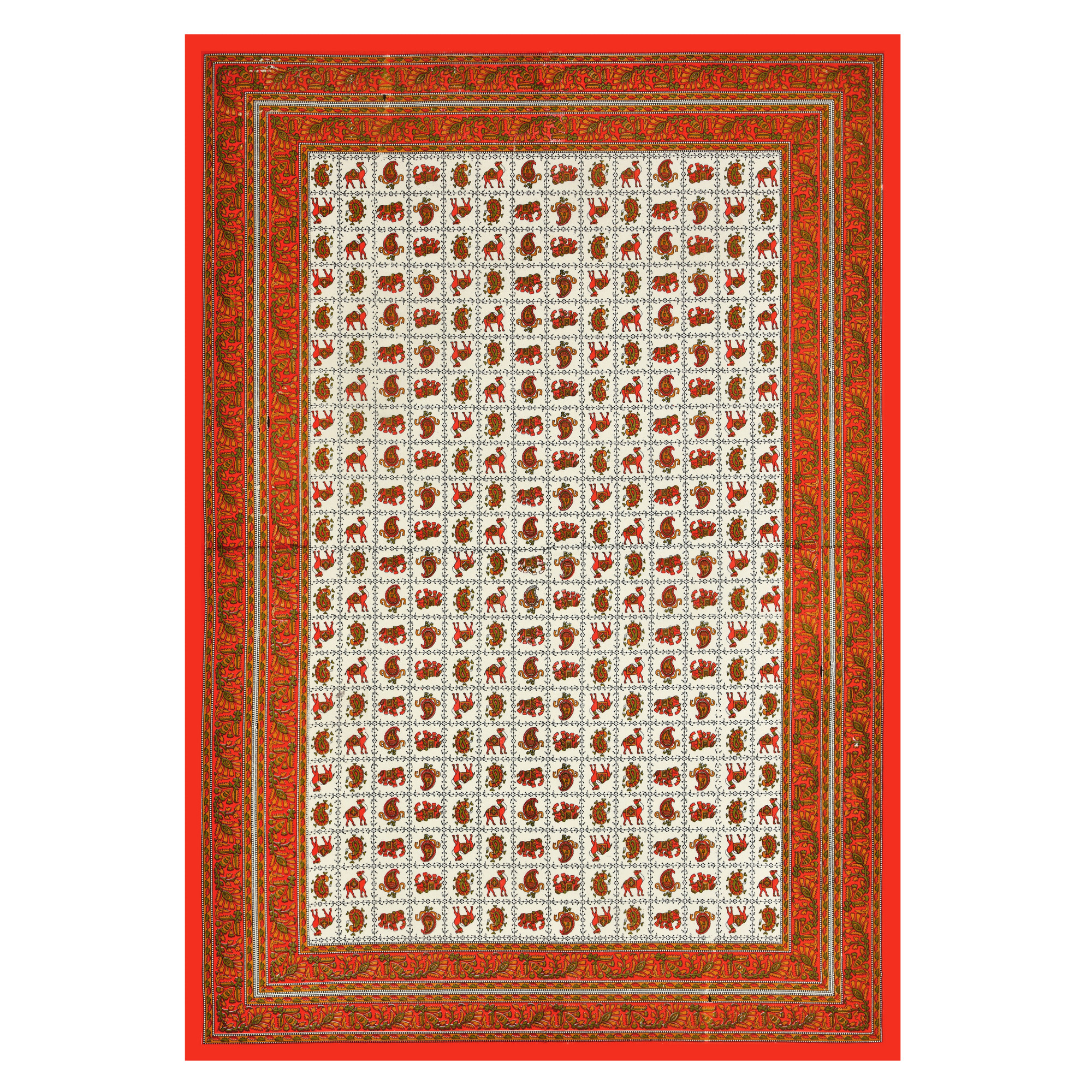 Ethnic Motifs 100 Cotton Hand Block Printed Table Cover With 6 Napkins for 6 Seater Dining Table 6 Napkins 1 Table Cover
