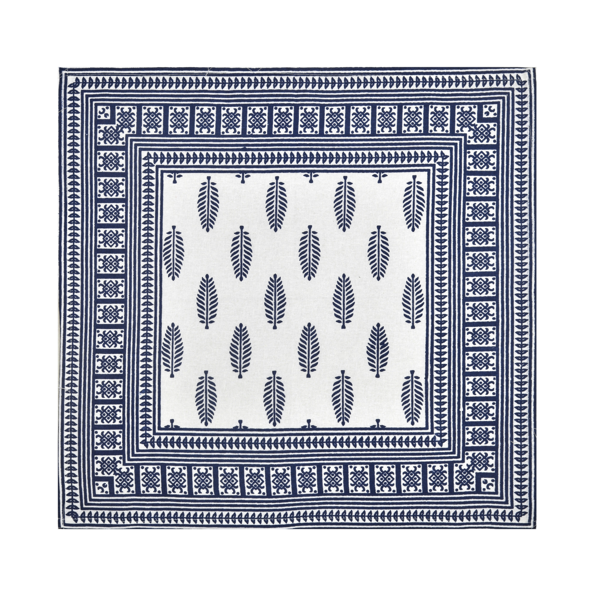 Grey Floral Cotton Hand Block Printed Table Cover With 6 Napkins for 6 Seater Dining Table 6 Napkins 1 Table Cover