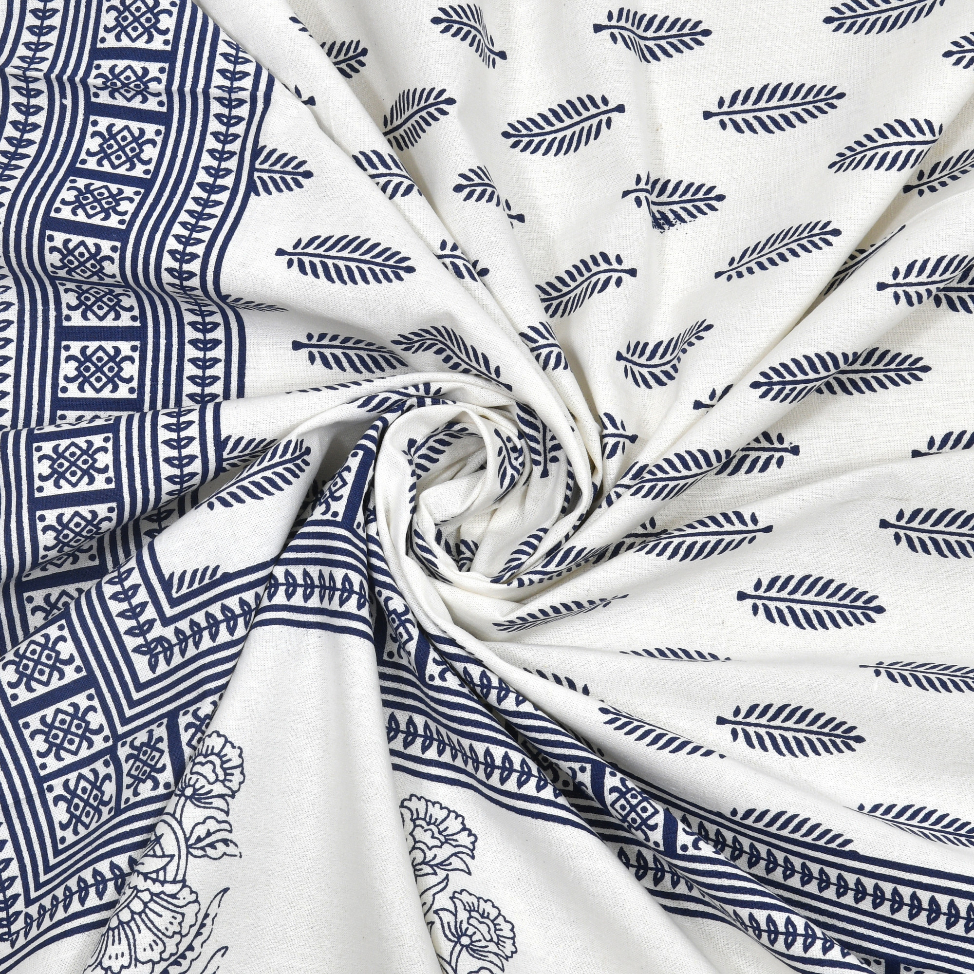 Grey Floral Cotton Hand Block Printed Table Cover With 6 Napkins for 6 Seater Dining Table 6 Napkins 1 Table Cover