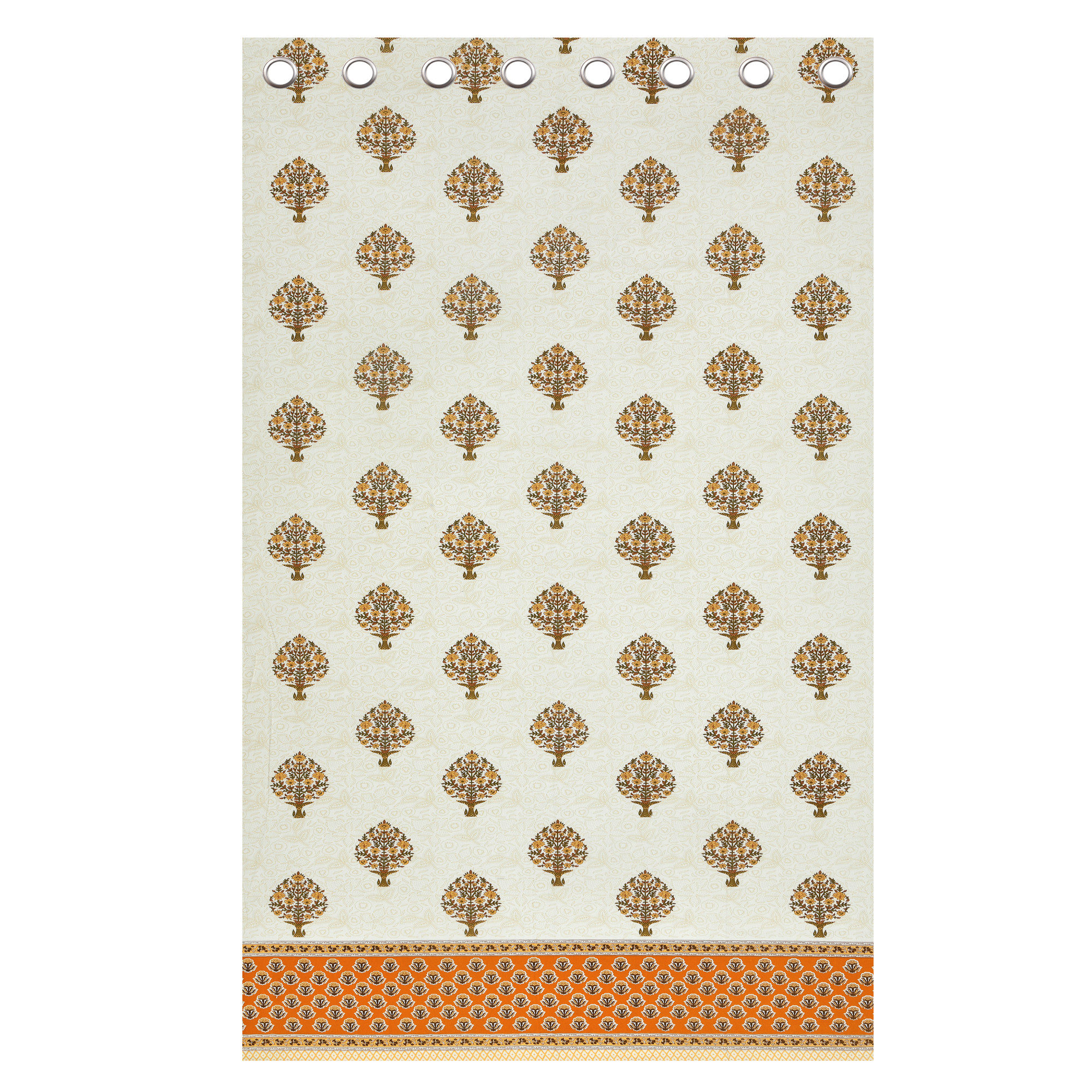 Yellow Floral Bouquet 100 Cotton Ethnic Room Darkening Curtains Pack Of 2 Curtains