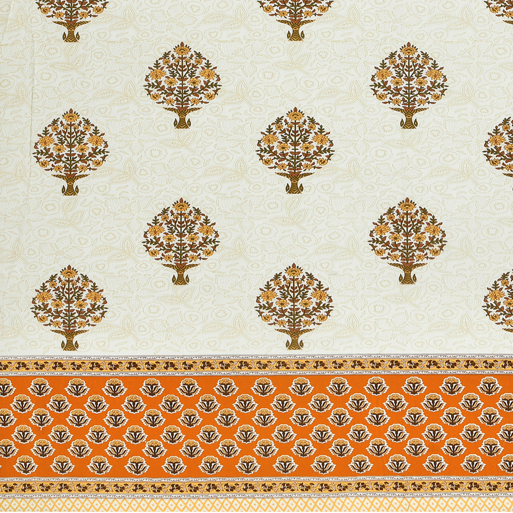 Yellow Floral Bouquet 100 Cotton Ethnic Room Darkening Curtains Pack Of 2 Curtains