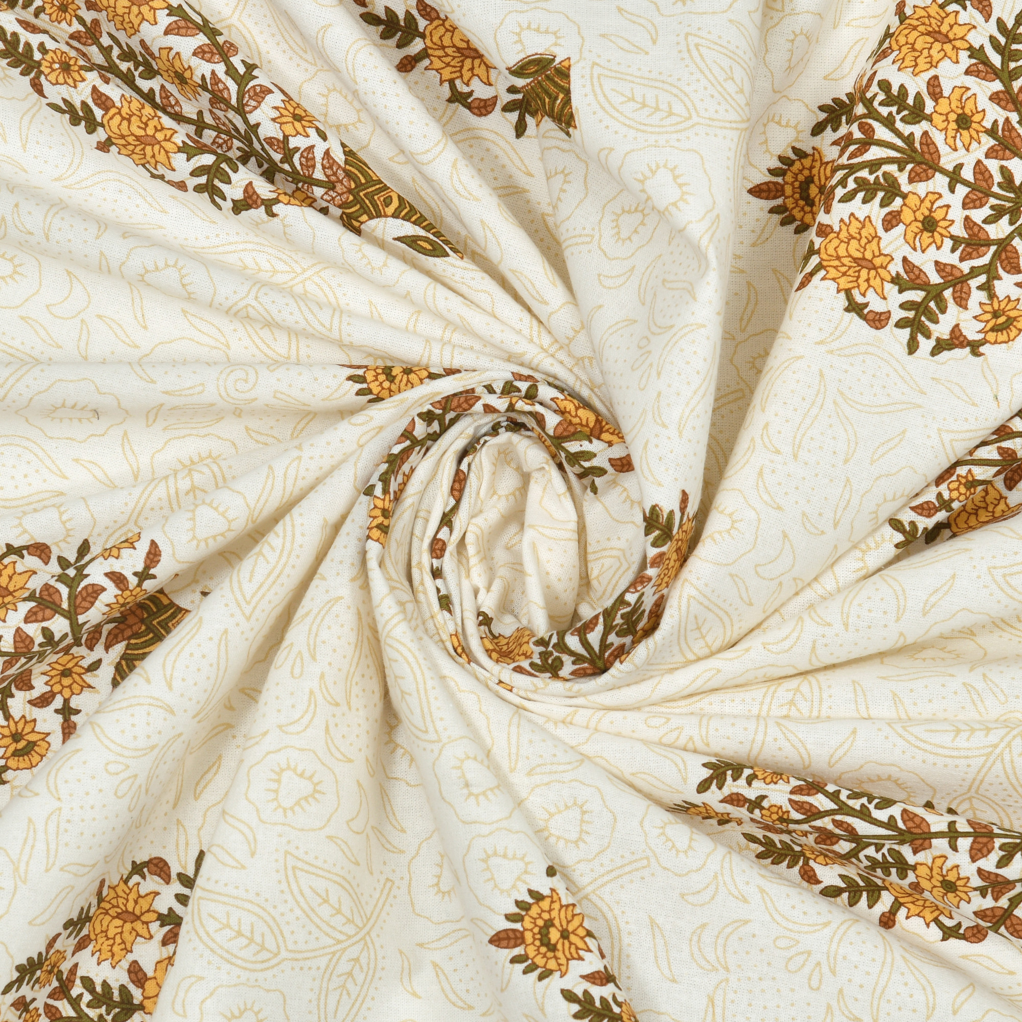 Yellow Floral Bouquet 100 Cotton Ethnic Room Darkening Curtains Pack Of 2 Curtains