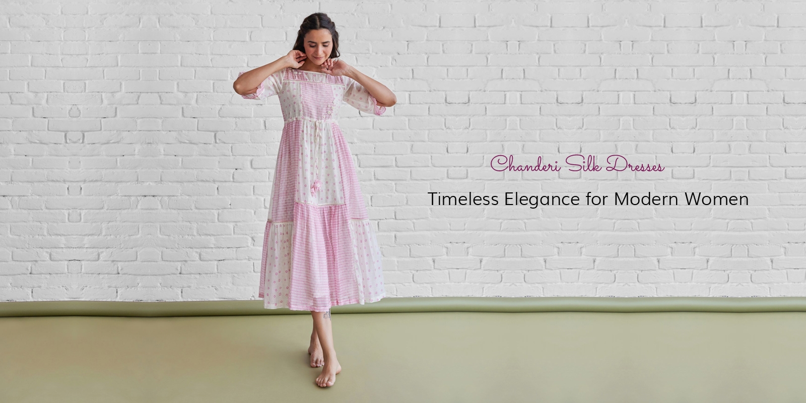 chanderi silk dress Saanjh Panel Chanderi Silk Dress