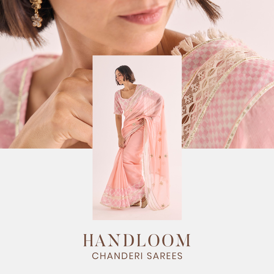 Category Alt Handloom &amp; Block Printed Chanderi Sarees