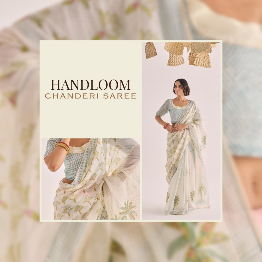 Category Alt Handloom &amp; Block Printed Chanderi Sarees