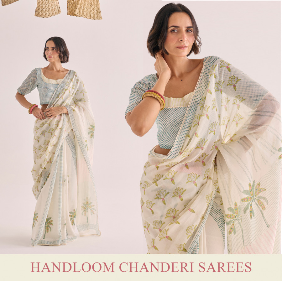 Category Alt Handloom &amp; Block Printed Chanderi Sarees