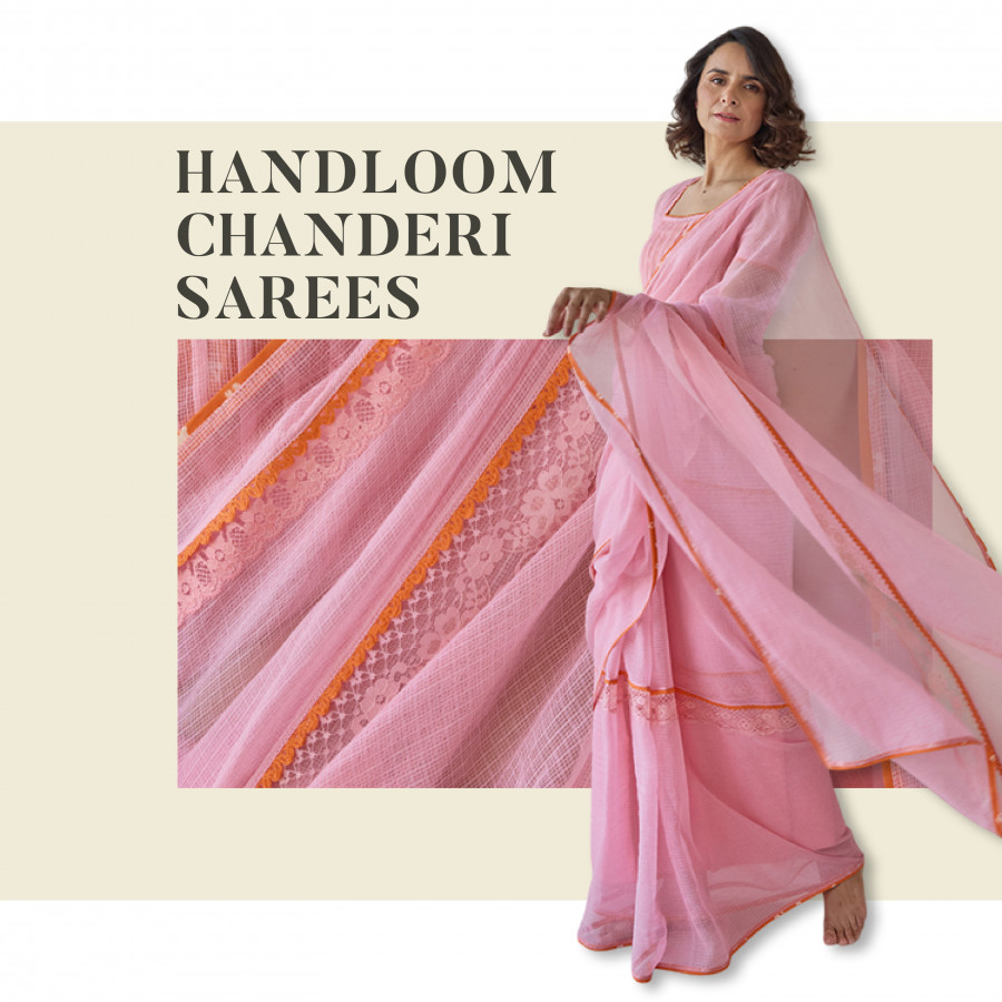 Category Alt Handloom &amp; Block Printed Chanderi Sarees