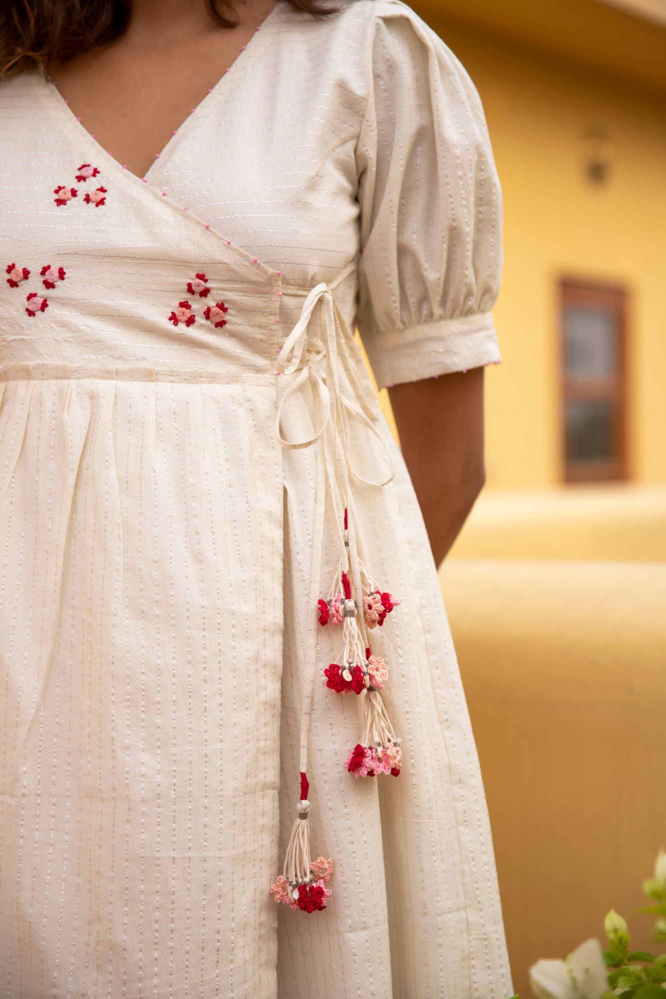 Floret Cotton Lurex Wrap Dress