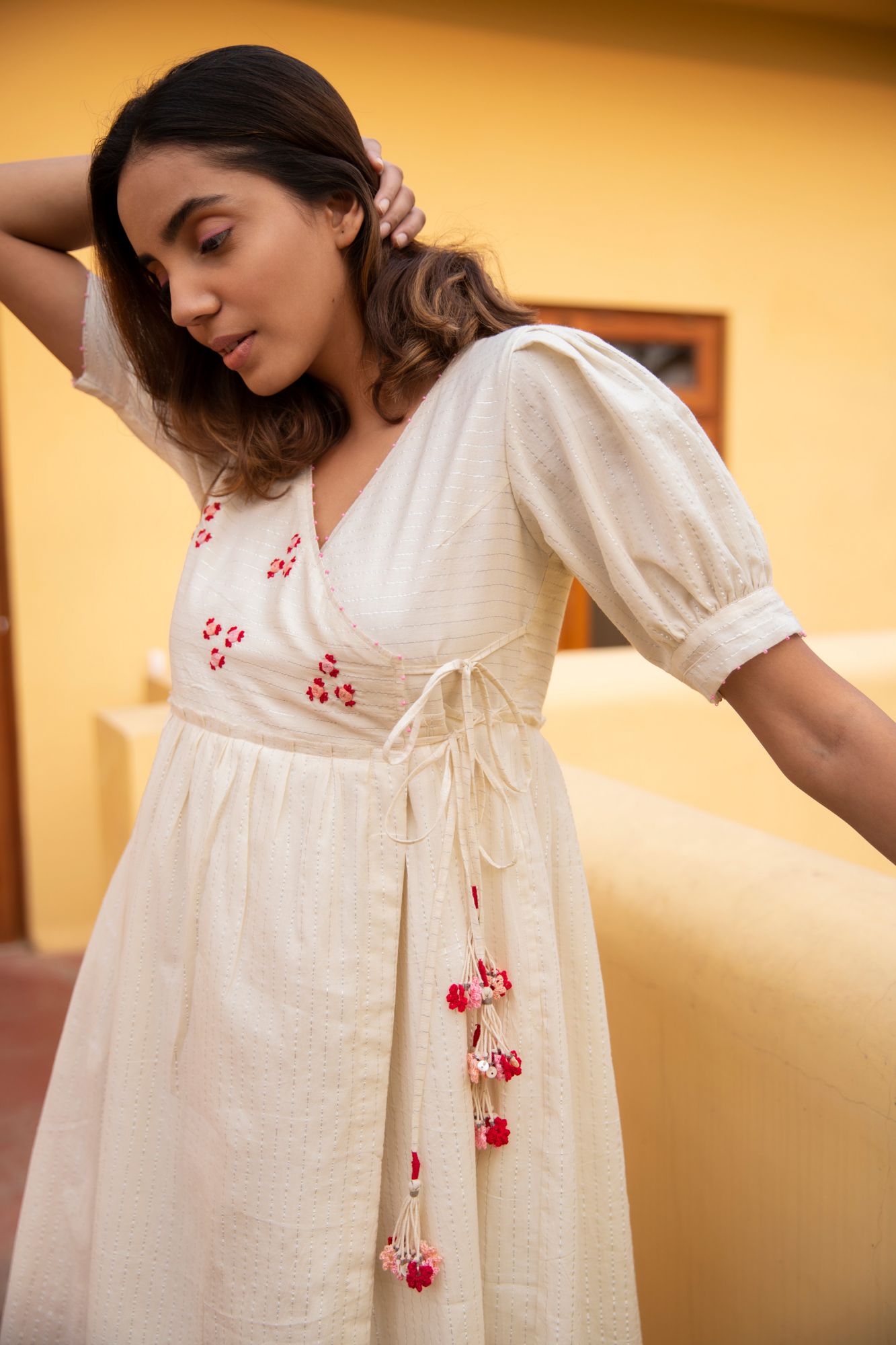 Floret Cotton Lurex Wrap Dress