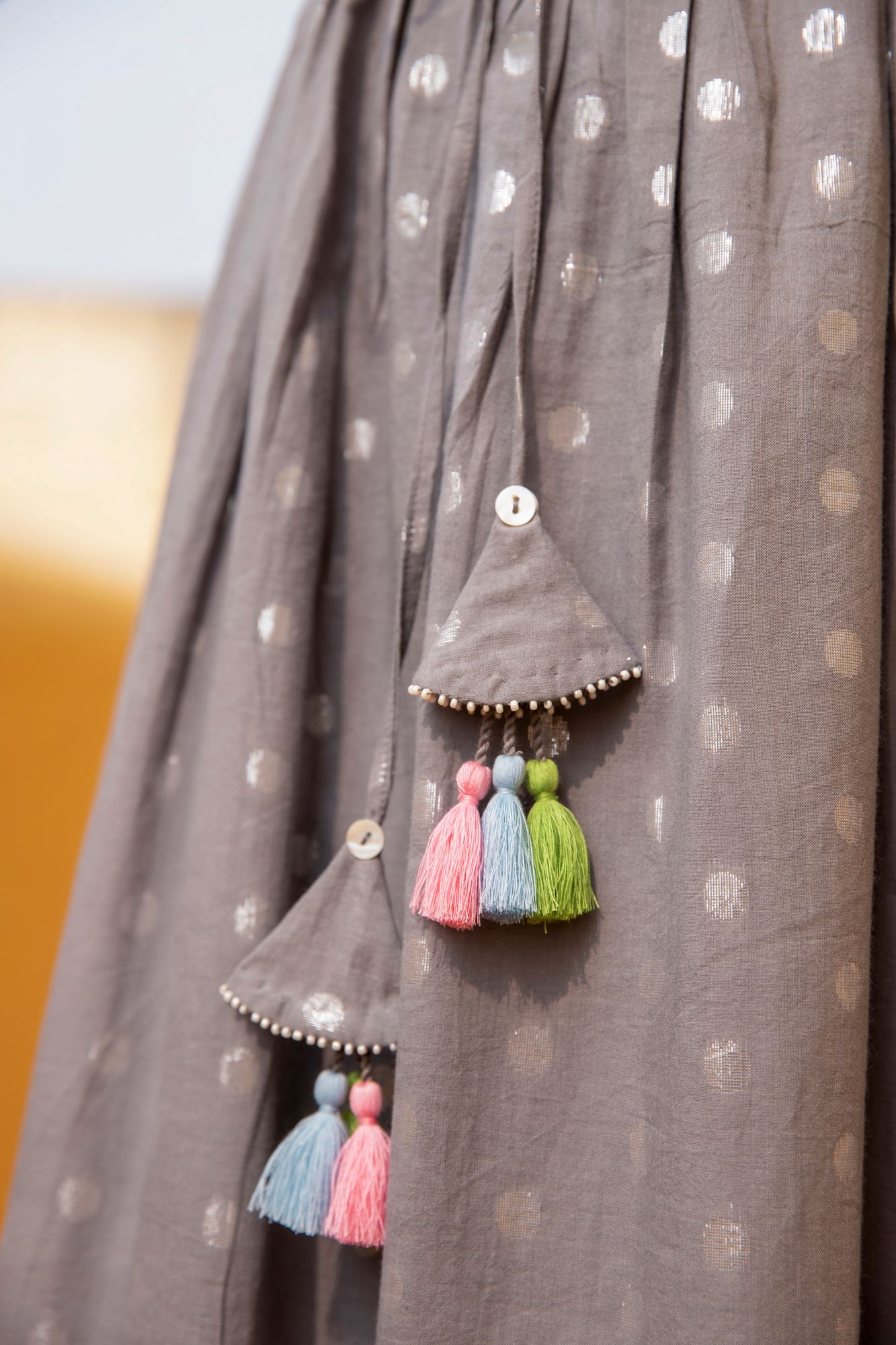 Grey Cotton Lurex Shimmer Dress
