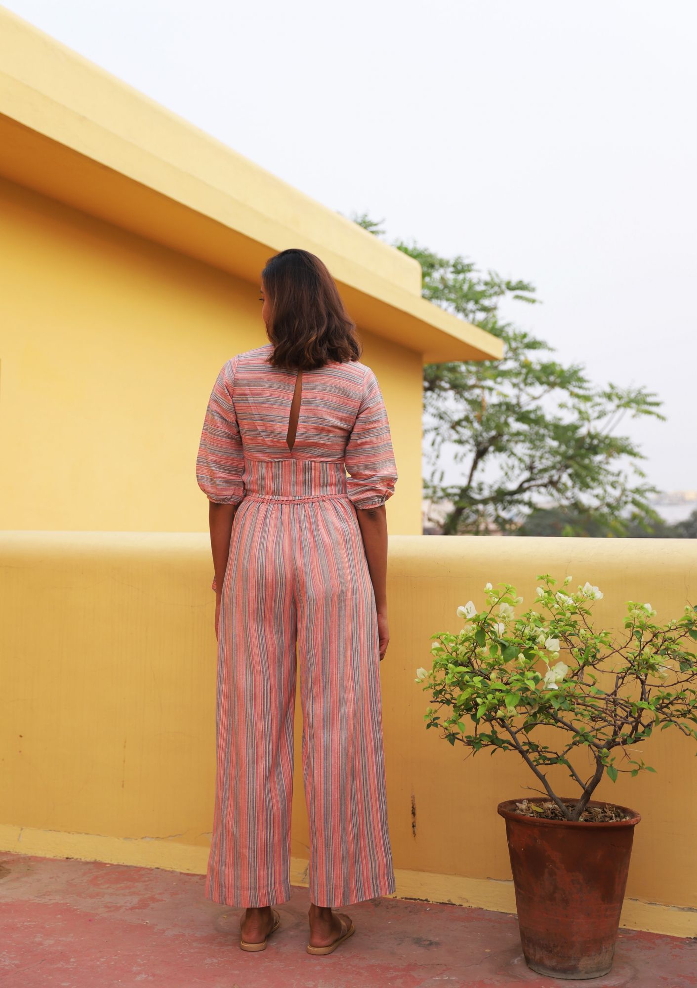 Woven Stripe Pleated Pant