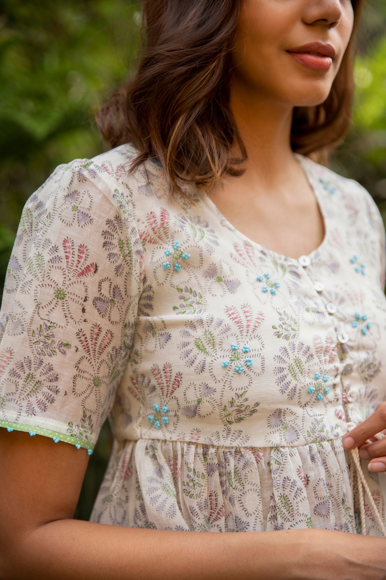 Botanic Chanderi Cotton Shrug Top