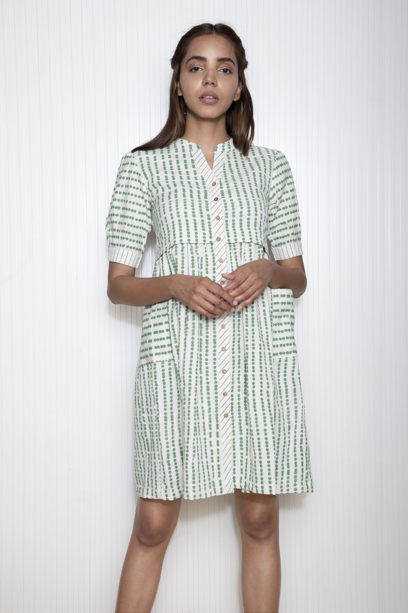 Ditsy Pocket Cotton Flax Dress