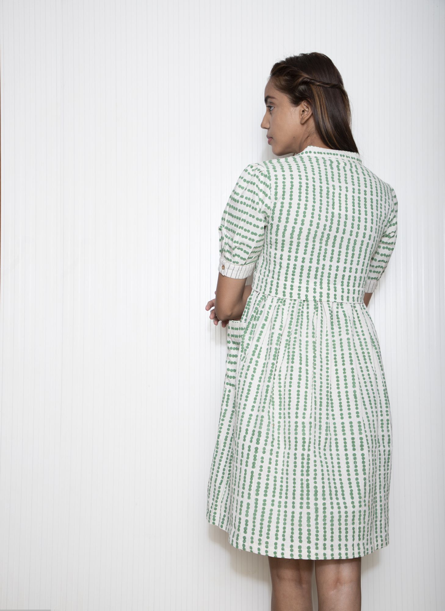 Ditsy Pocket Cotton Flax Dress