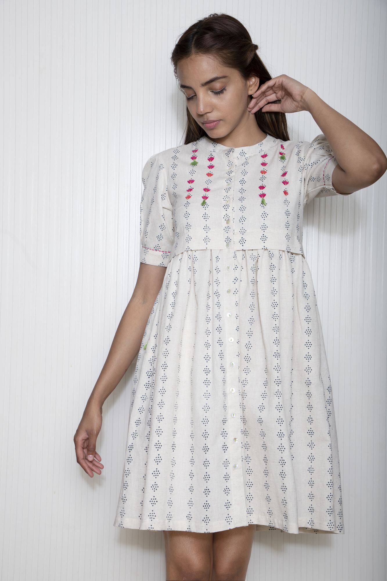 Tassel Pocket Cotton Flax Dress