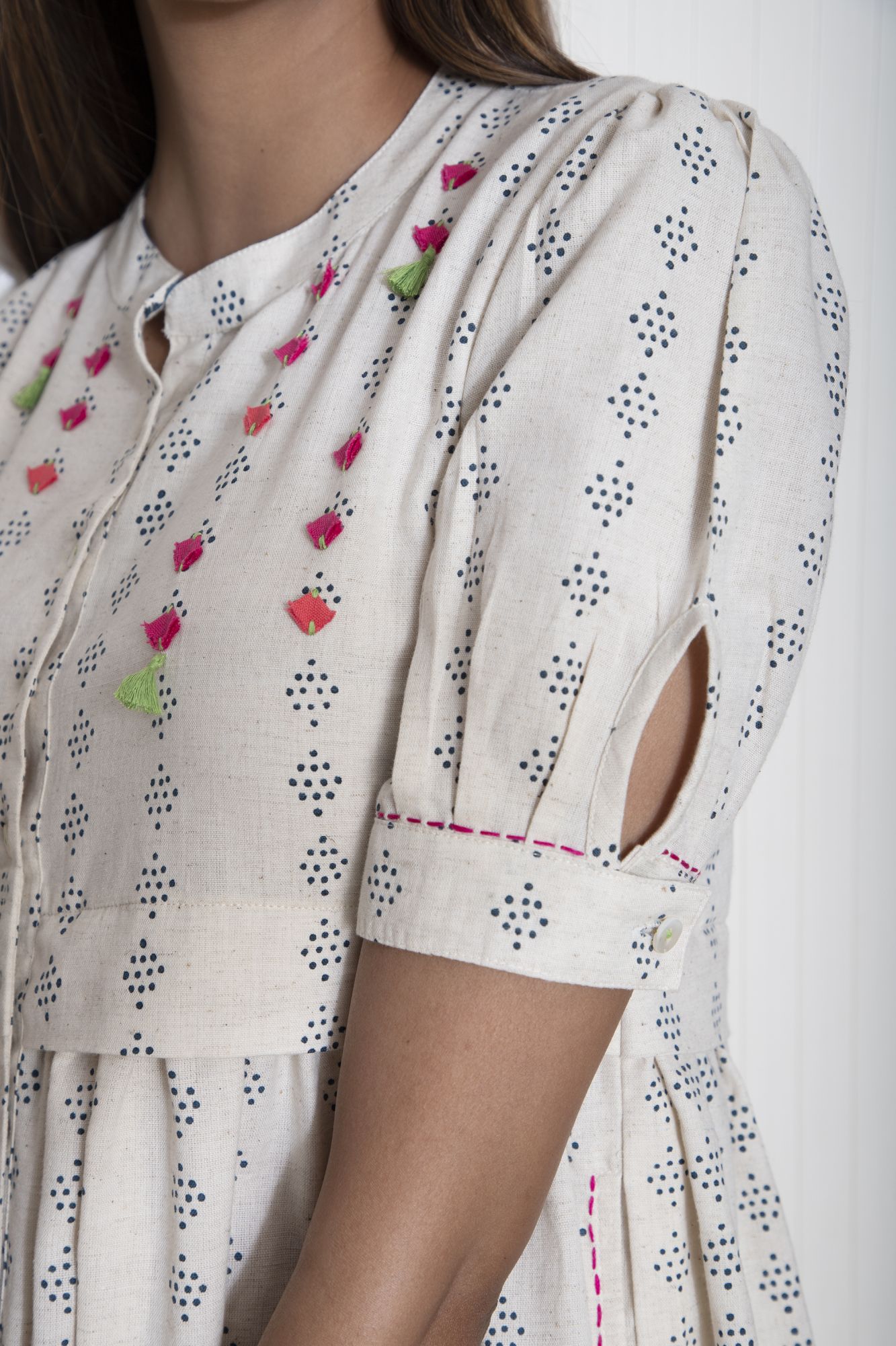 Tassel Pocket Cotton Flax Dress