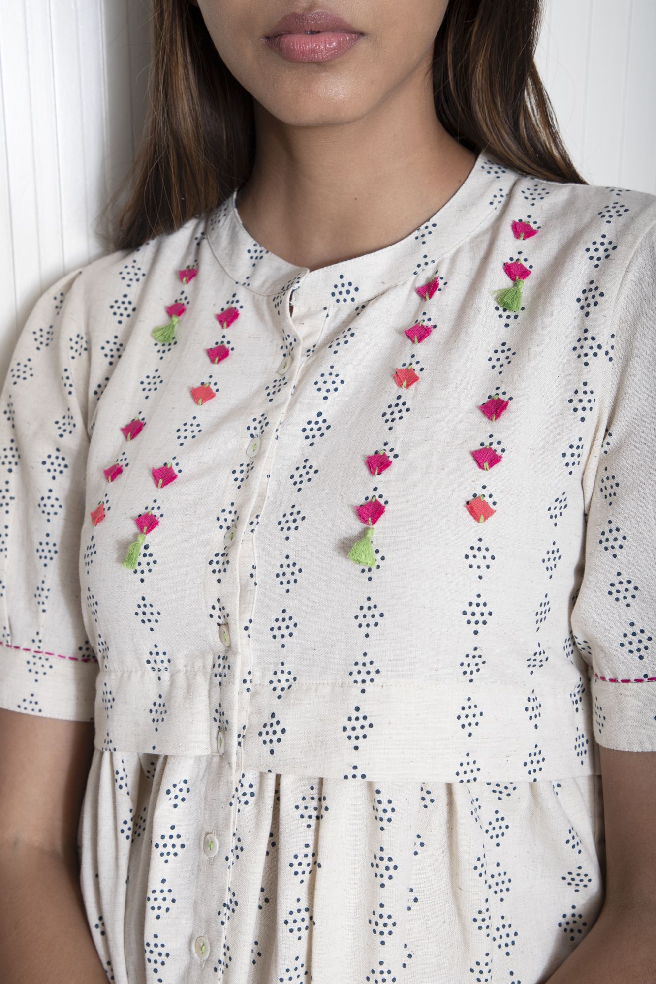 Tassel Pocket Cotton Flax Dress