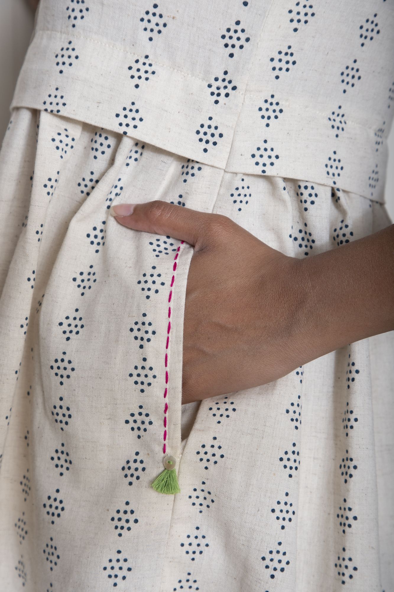 Tassel Pocket Cotton Flax Dress