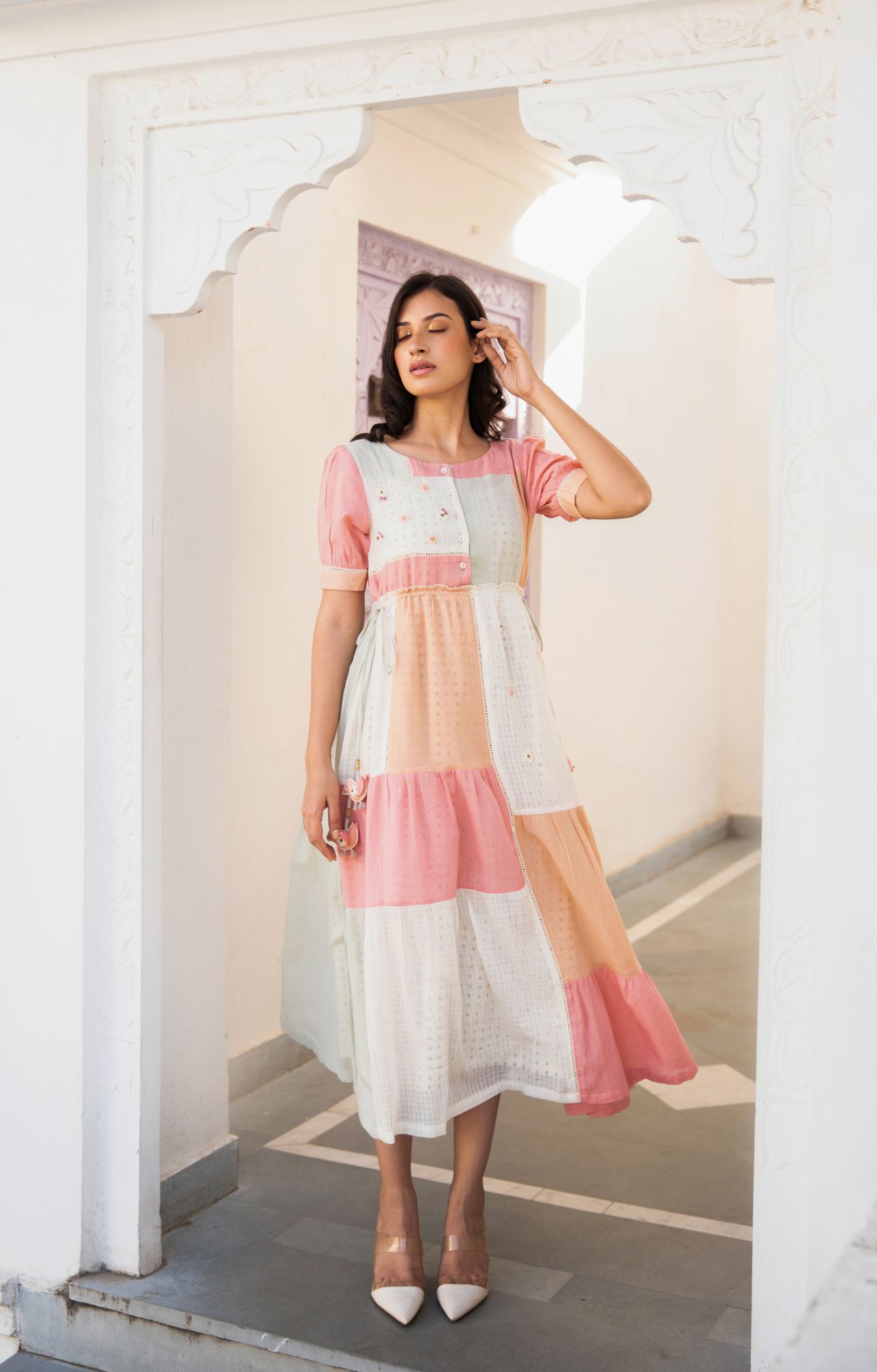 Moony Bird Voile Flax Dress