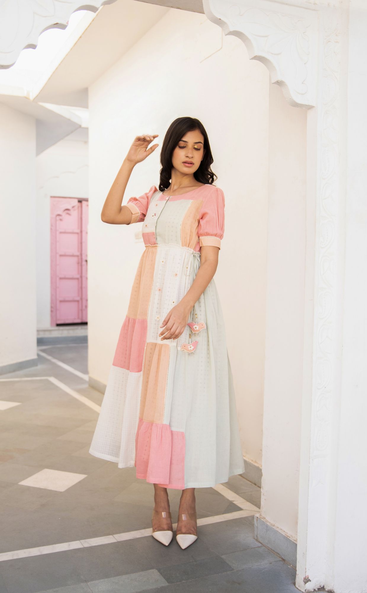 Moony Bird Voile Flax Dress