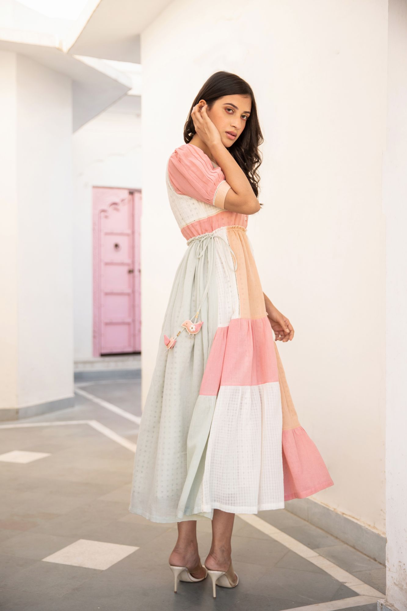 Moony Bird Voile Flax Dress