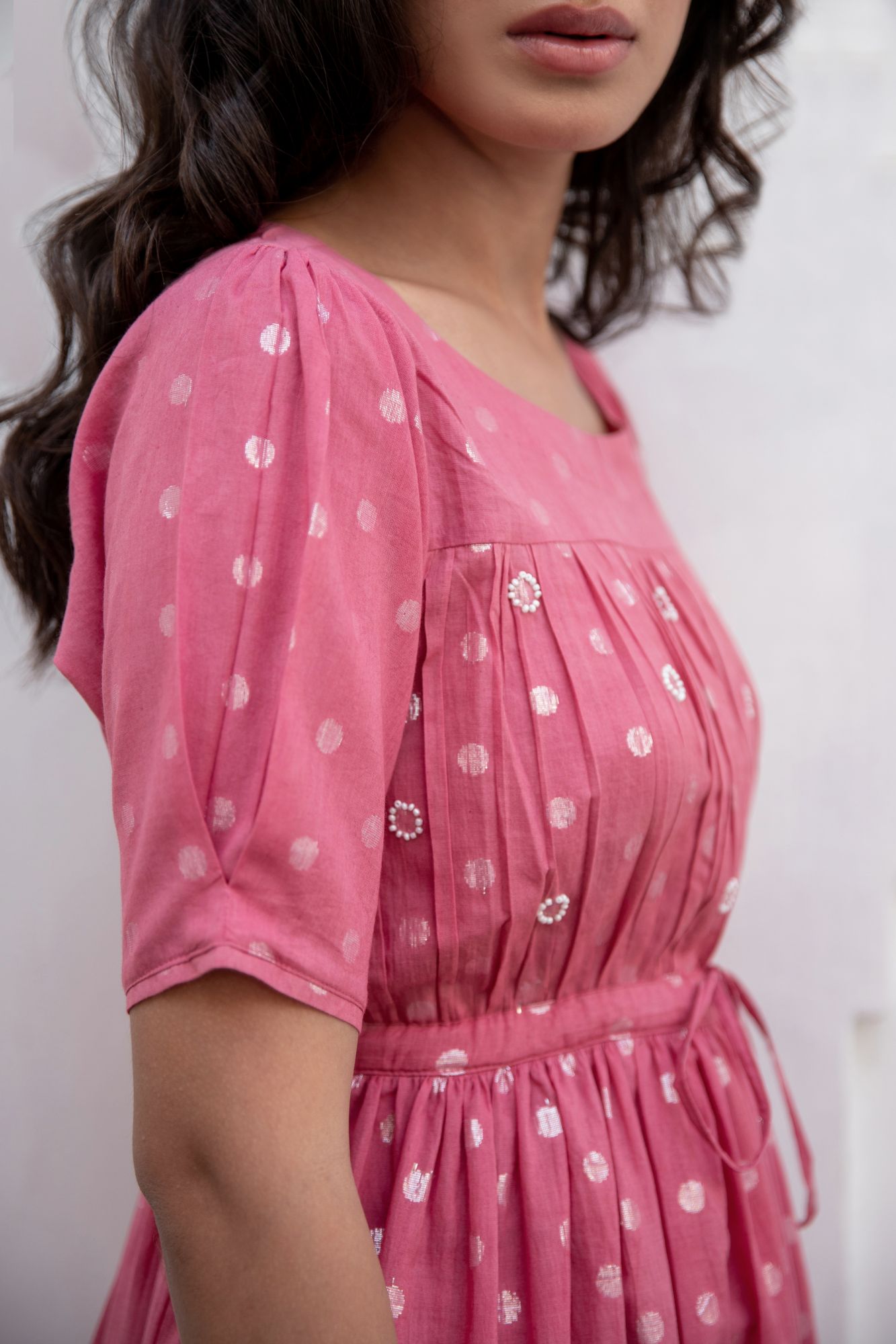 Berry Cotton Lurex Shimmer Dress