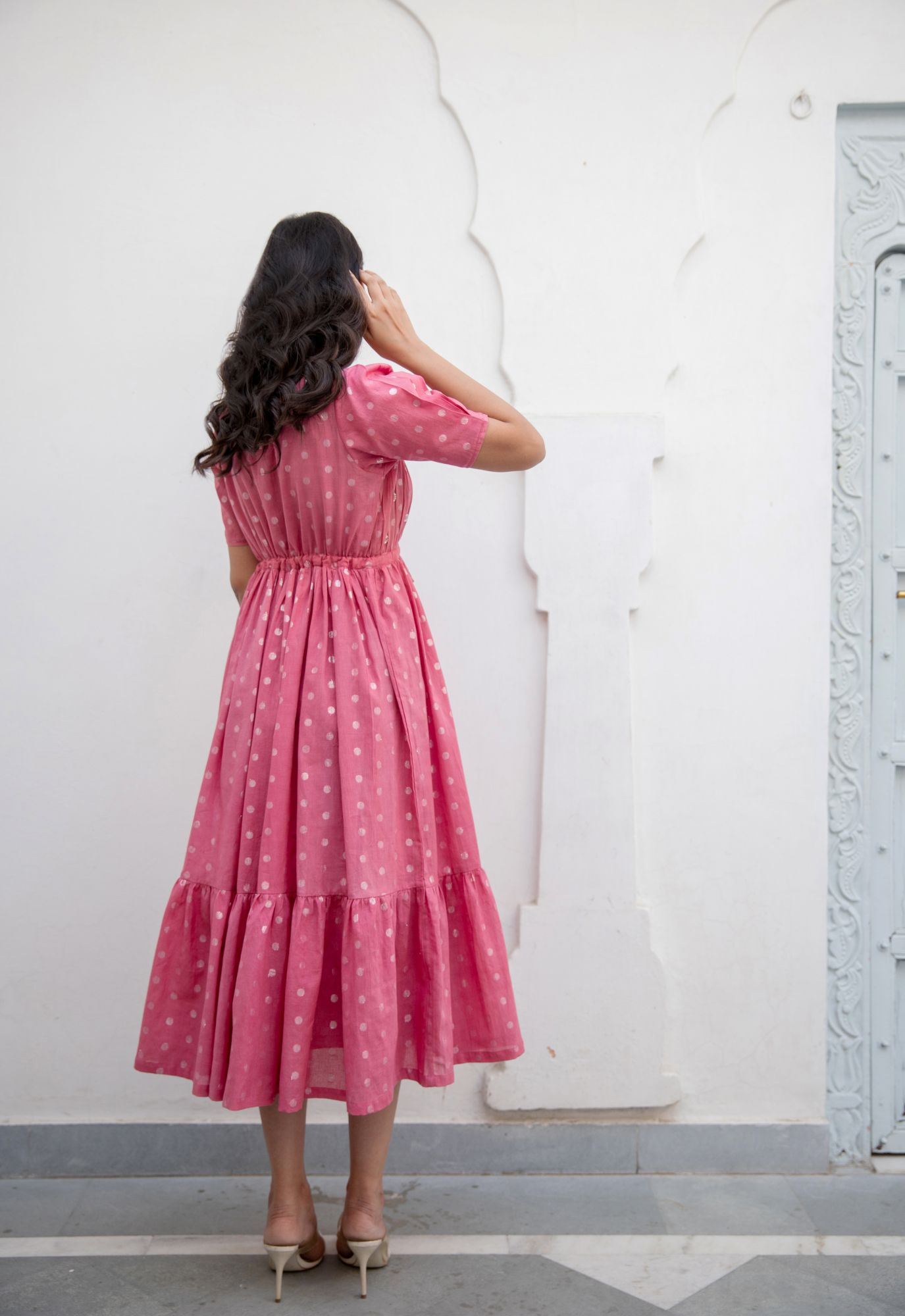 Berry Cotton Lurex Shimmer Dress