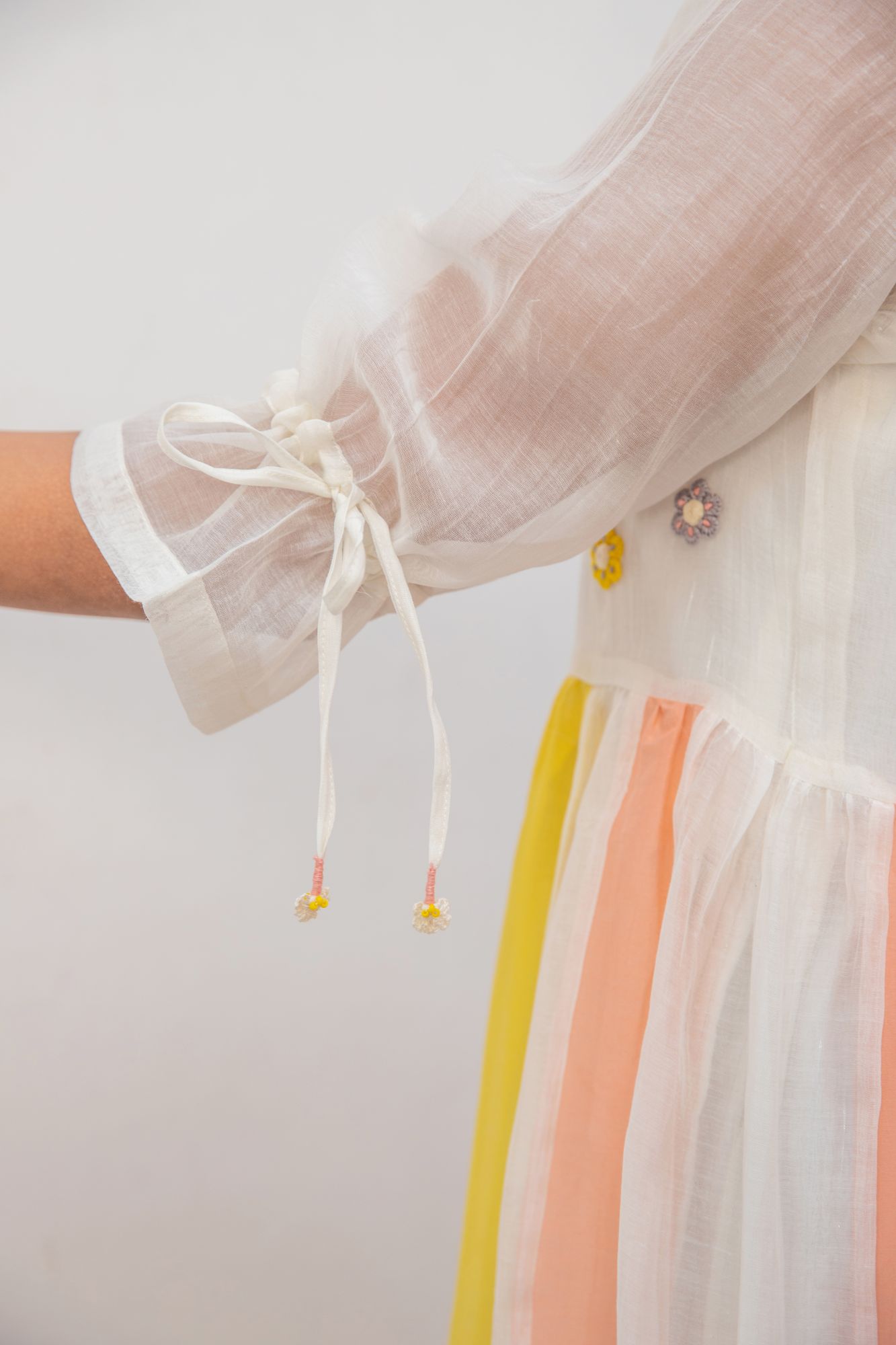 Phoolkali Chanderi Cotton Dress - Yellow