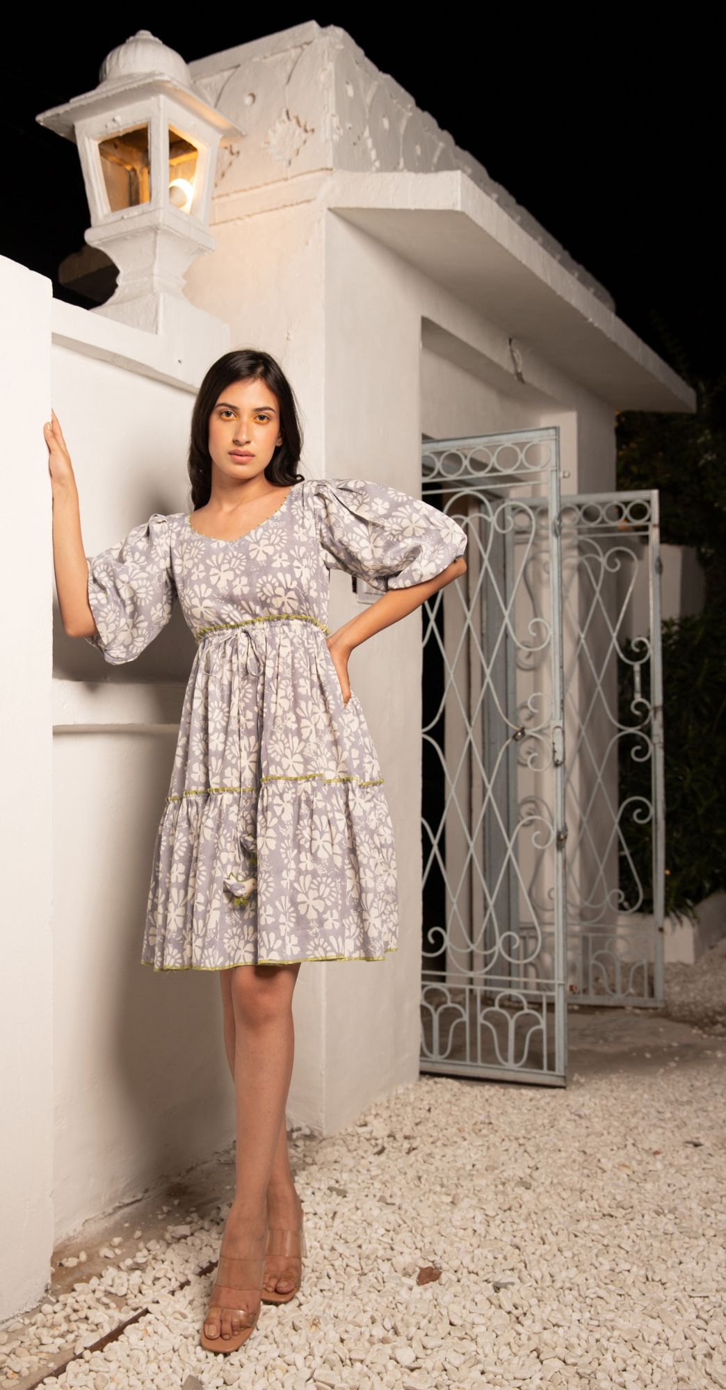 Phulwari Tier Middi dress - Lilac