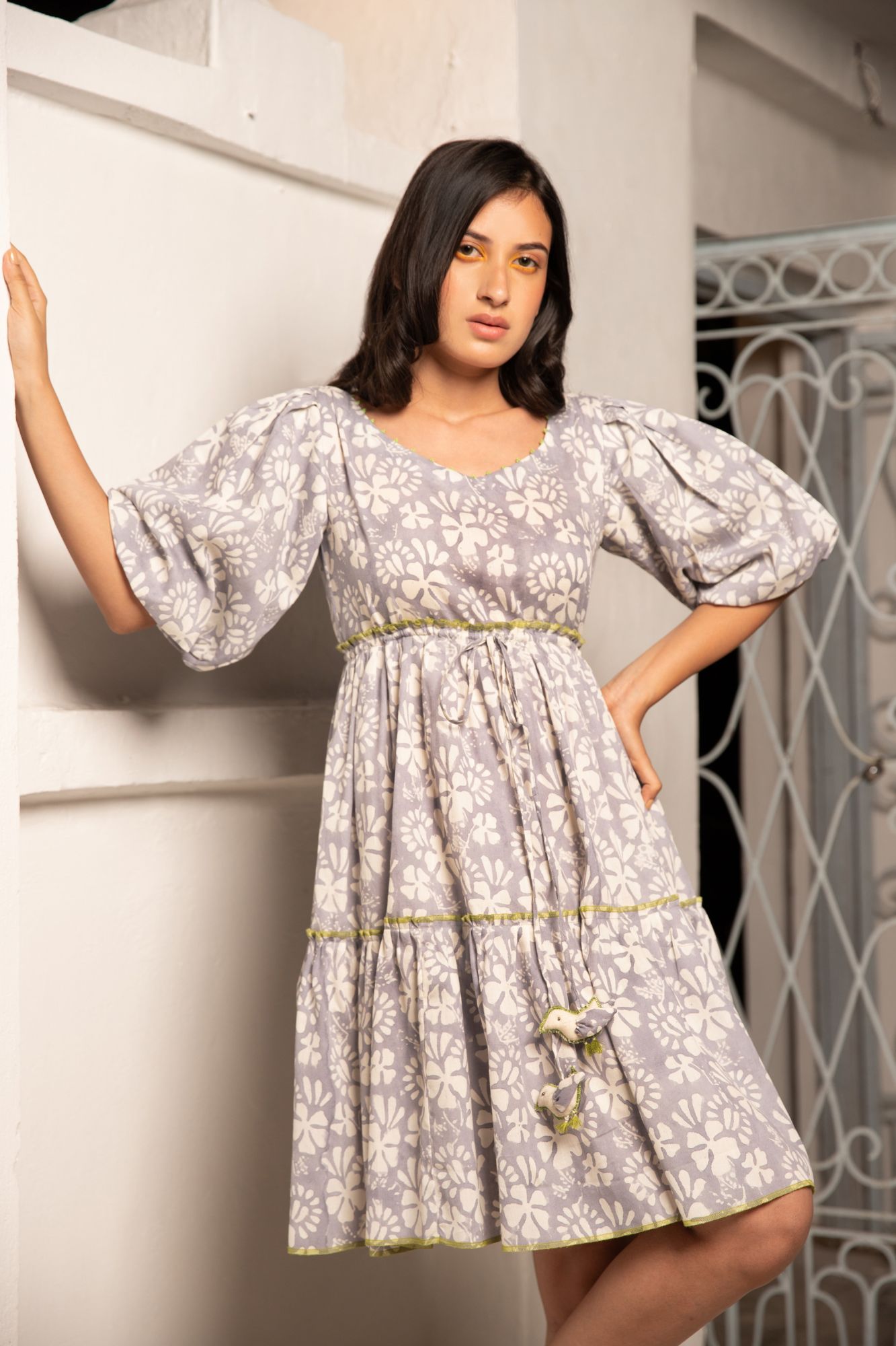 Phulwari Tier Middi dress - Lilac