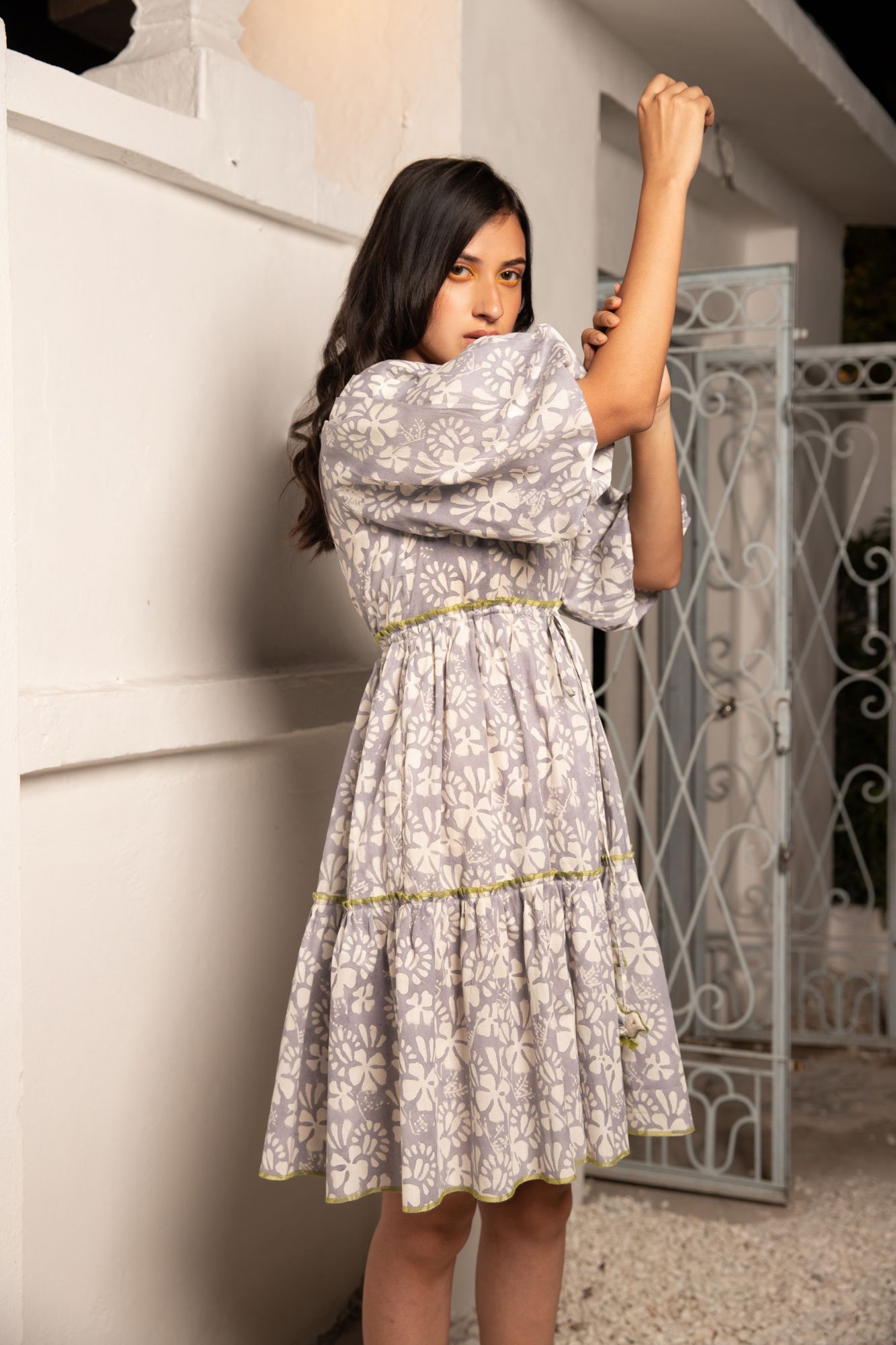 Phulwari Tier Middi dress - Lilac
