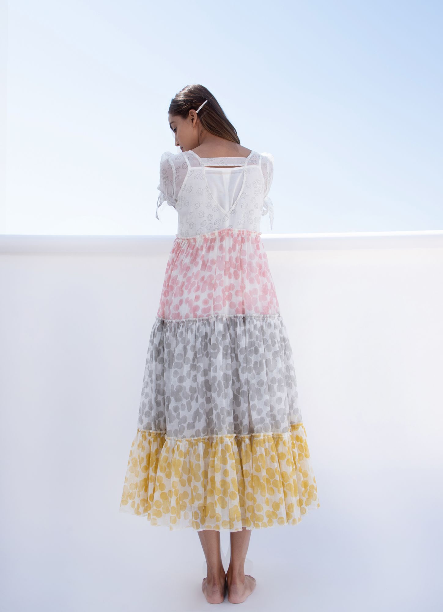 Summer Chanderi Cotton Block Printed Tier Dress